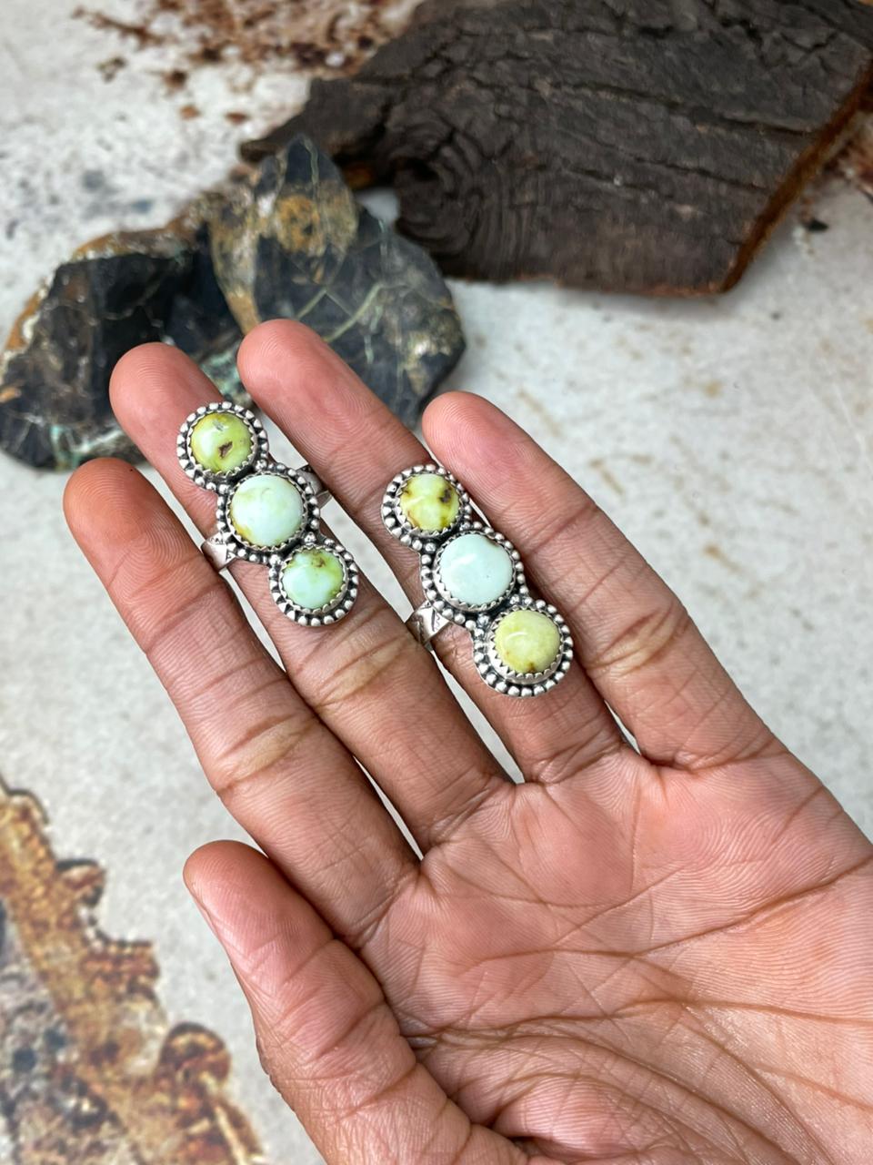 Handmade Sterling Silver Palomino Turquoise Adjustable Ring "Signed Nizhoni"