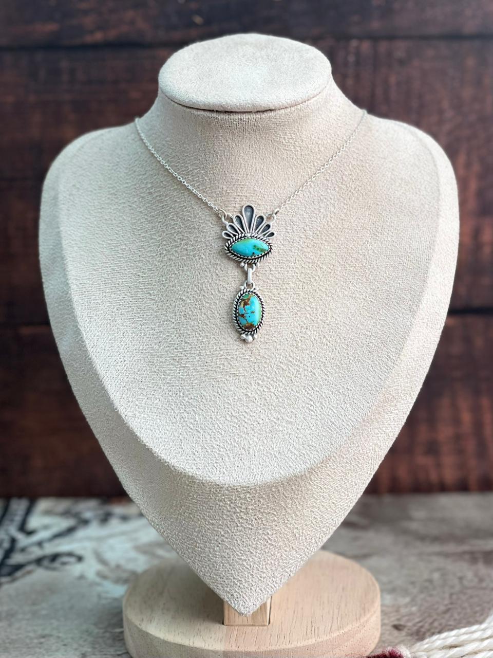 Handmade Sterling Silver Sonoran Mountain Turquoise Necklace "Signed Nizhoni"