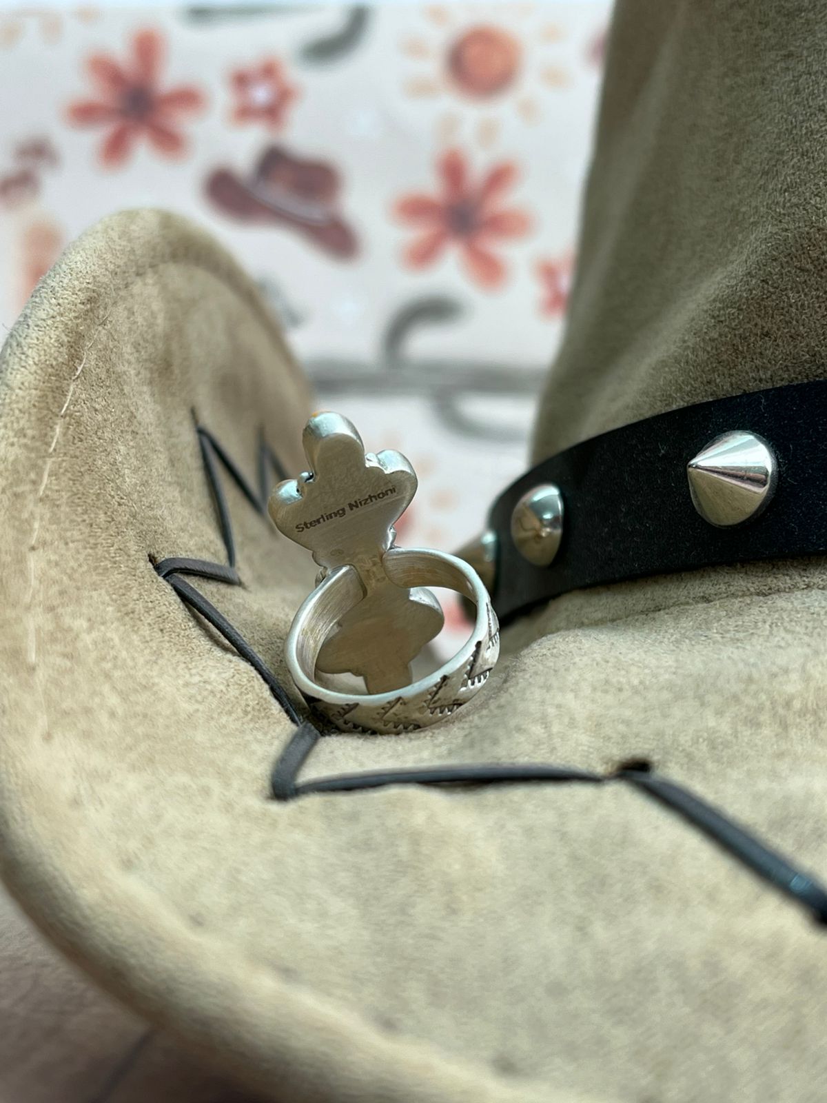 Handmade Sterling Silver Bumblebee Adjustable Ring "Signed Nizhoni"