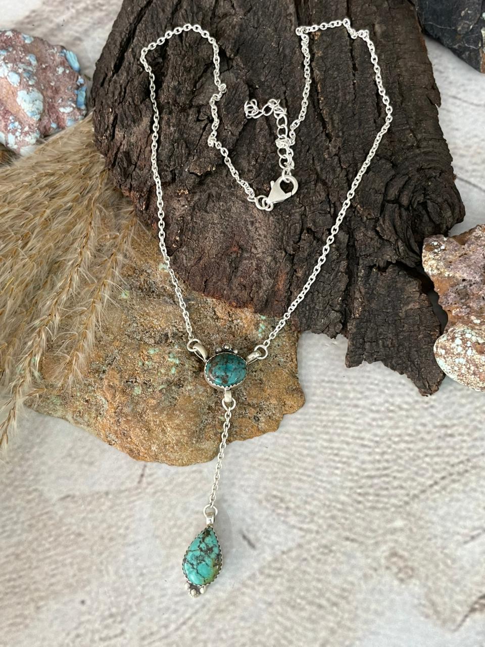 Handmade Sterling Silver Tibetan Turquoise Necklace "Signed Nizhoni"