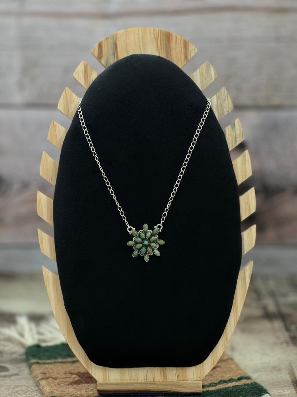 Handmade Sterling Silver Kingman Turquoise Necklace "Signed Nizhoni"