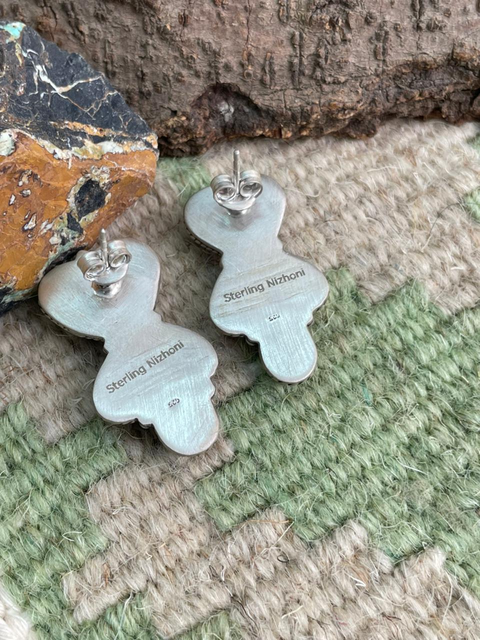 Handmade Sterling Silver Cotton Candy Post Studs Earrings "Signed Nizhoni"