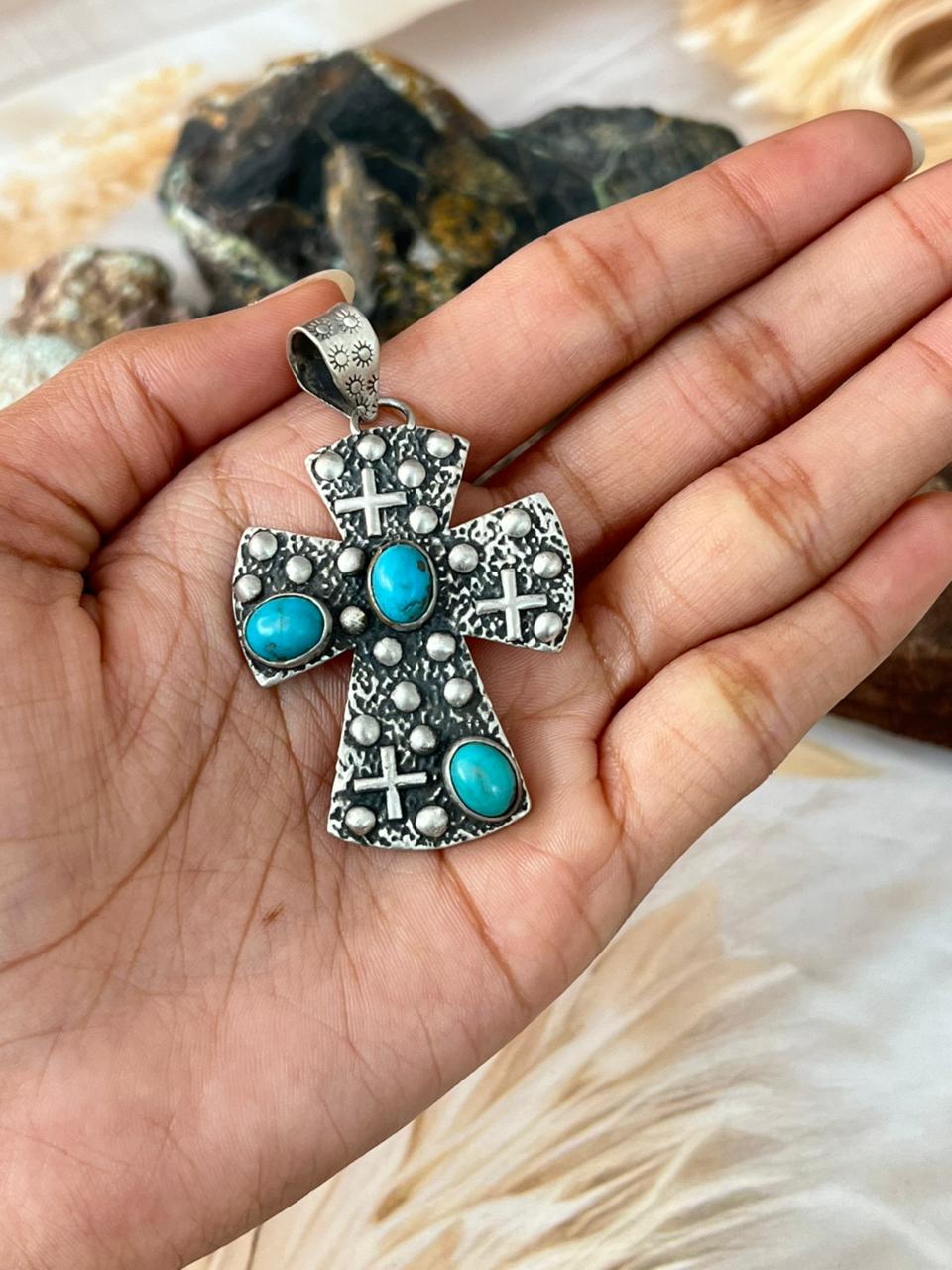 Handmade Sterling Silver Golden Hills Turquoise Pendant "Signed Nizhoni"