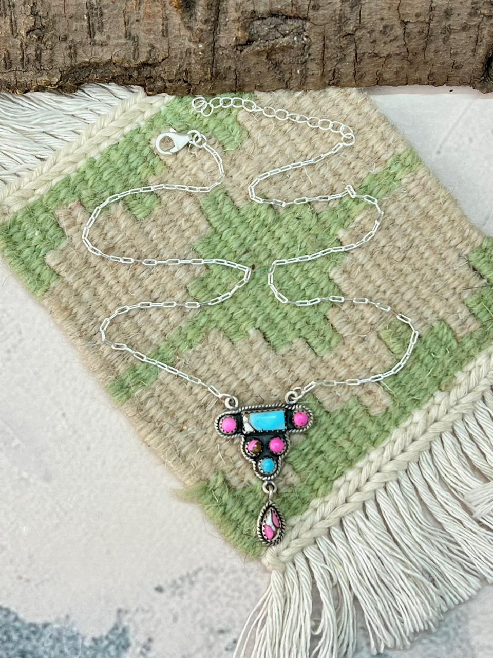 Handmade Sterling Silver Cotton Candy Necklace "Signed Nizhoni"