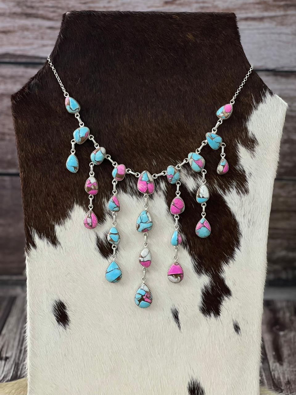 Handmade Sterling Silver Cotton Candy Necklace "Signed Nizhoni"