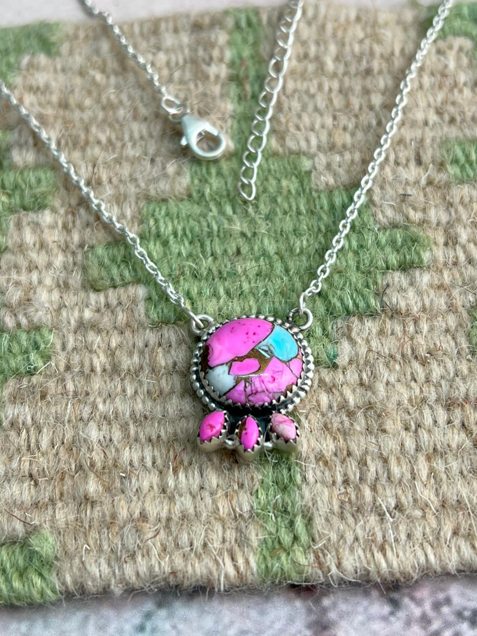 Handmade Sterling Silver Cotton Candy Necklace "Signed Nizhoni"