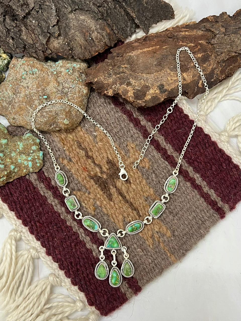 Handmade Sterling Silver Sonoran Mountain Turquoise Necklace "Signed Nizhoni"