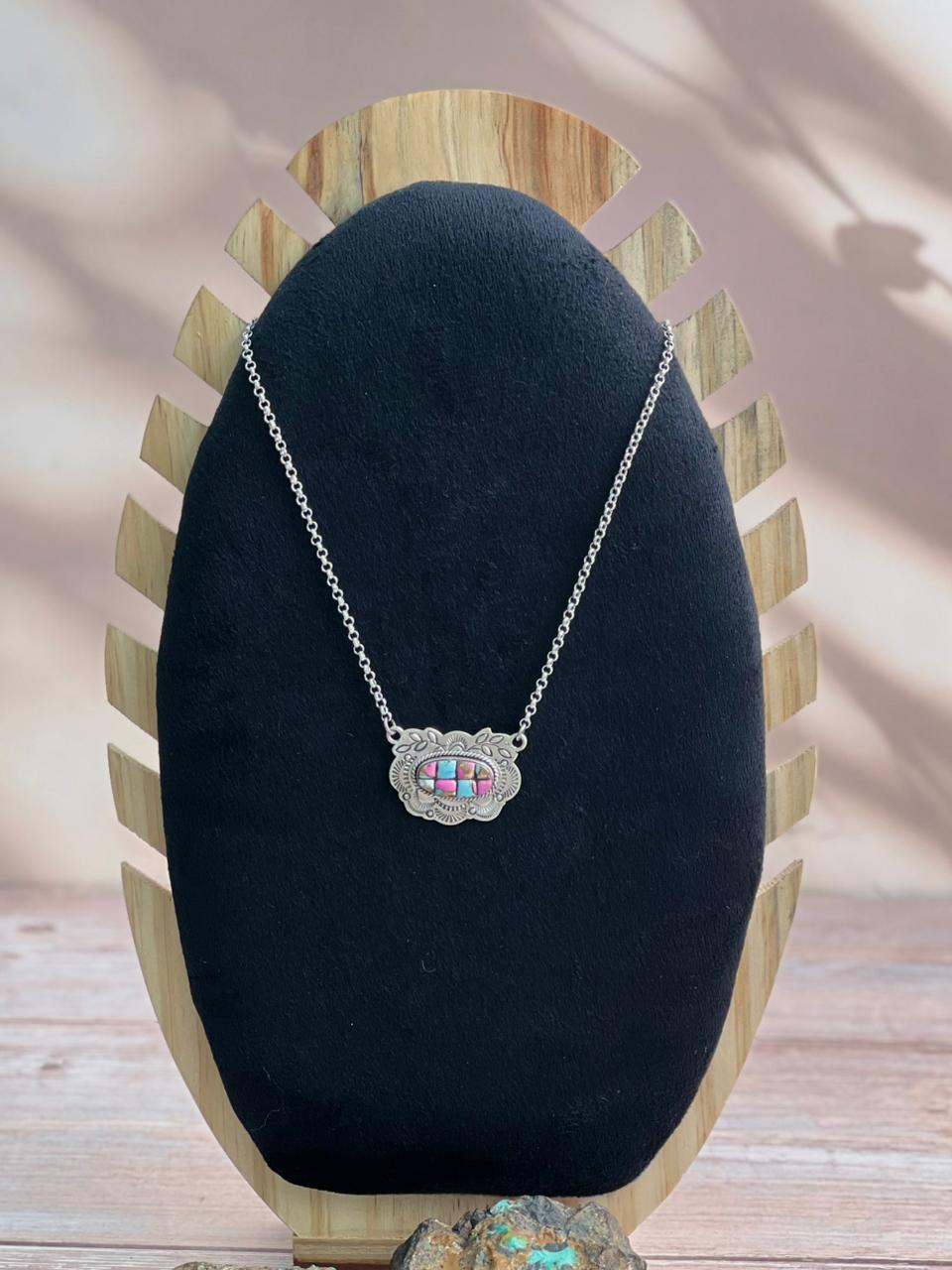 Handmade Sterling Silver Cotton Candy Necklace "Signed Nizhoni"