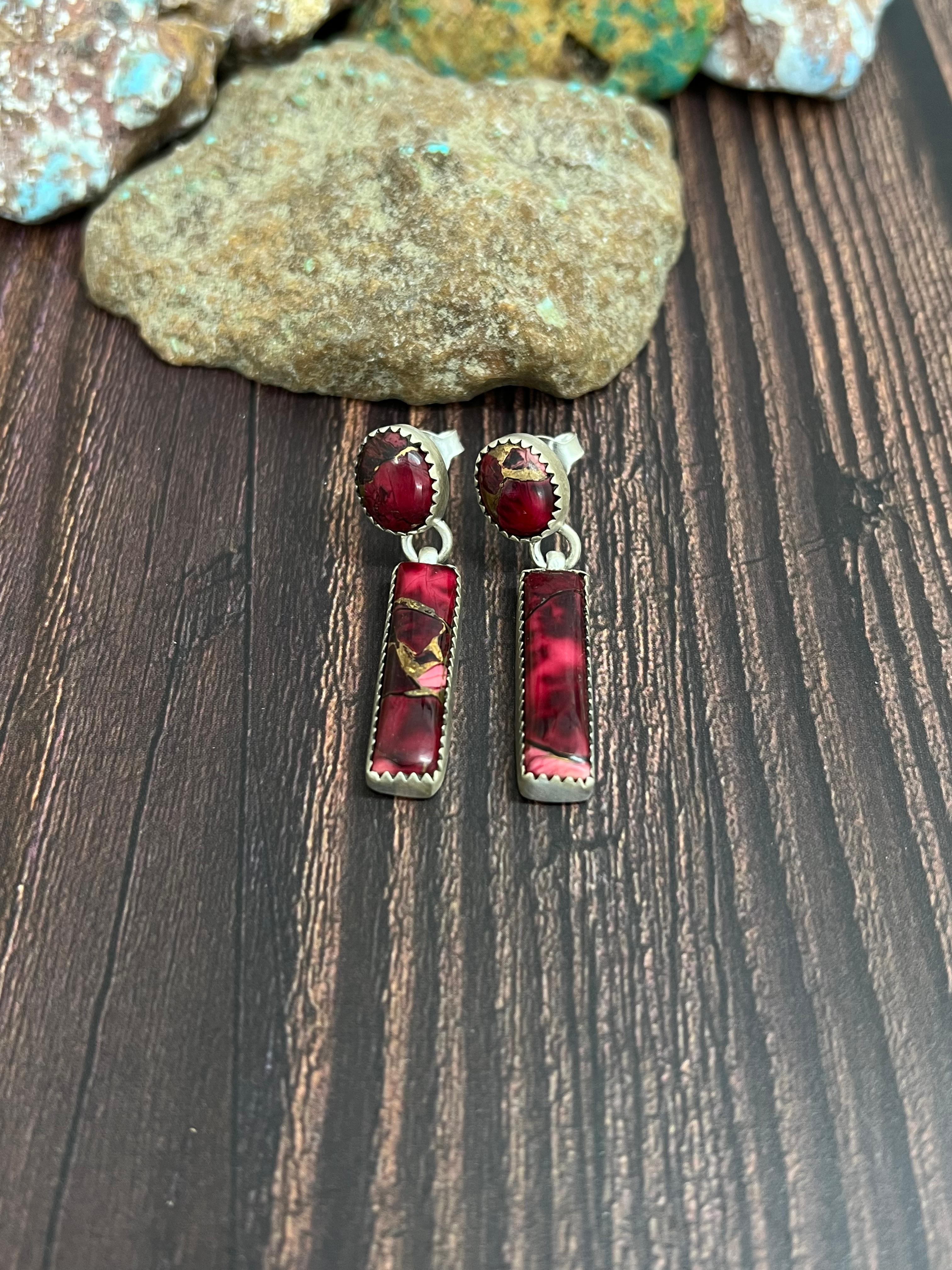 Handmade Sterling Silver Dahlia Rose Post Studs with Signed Nizhoni