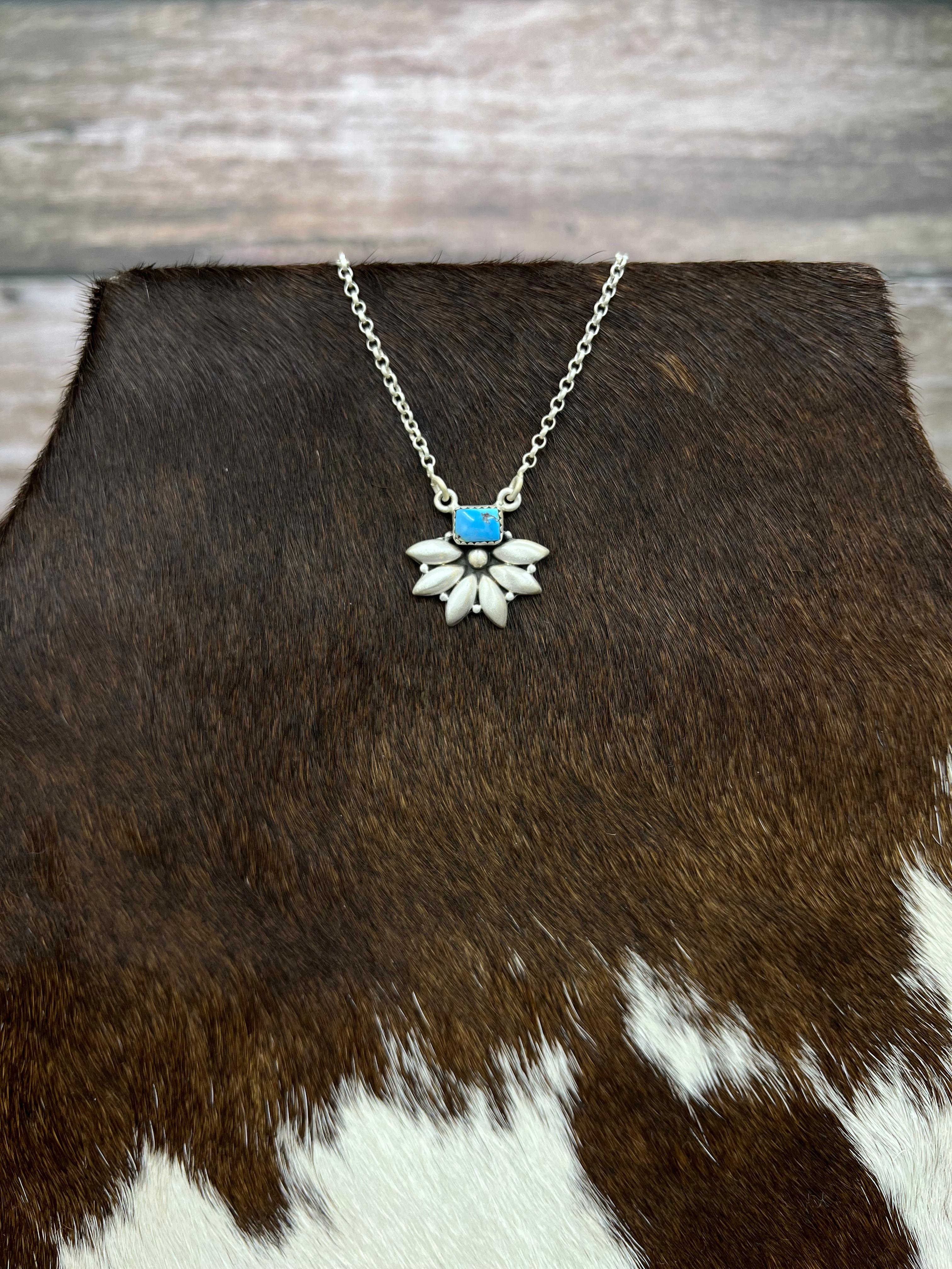 "Ball Collection" Handmade Sterling Silver Golden Hills Turquoise Necklace with Signed Nizhoni