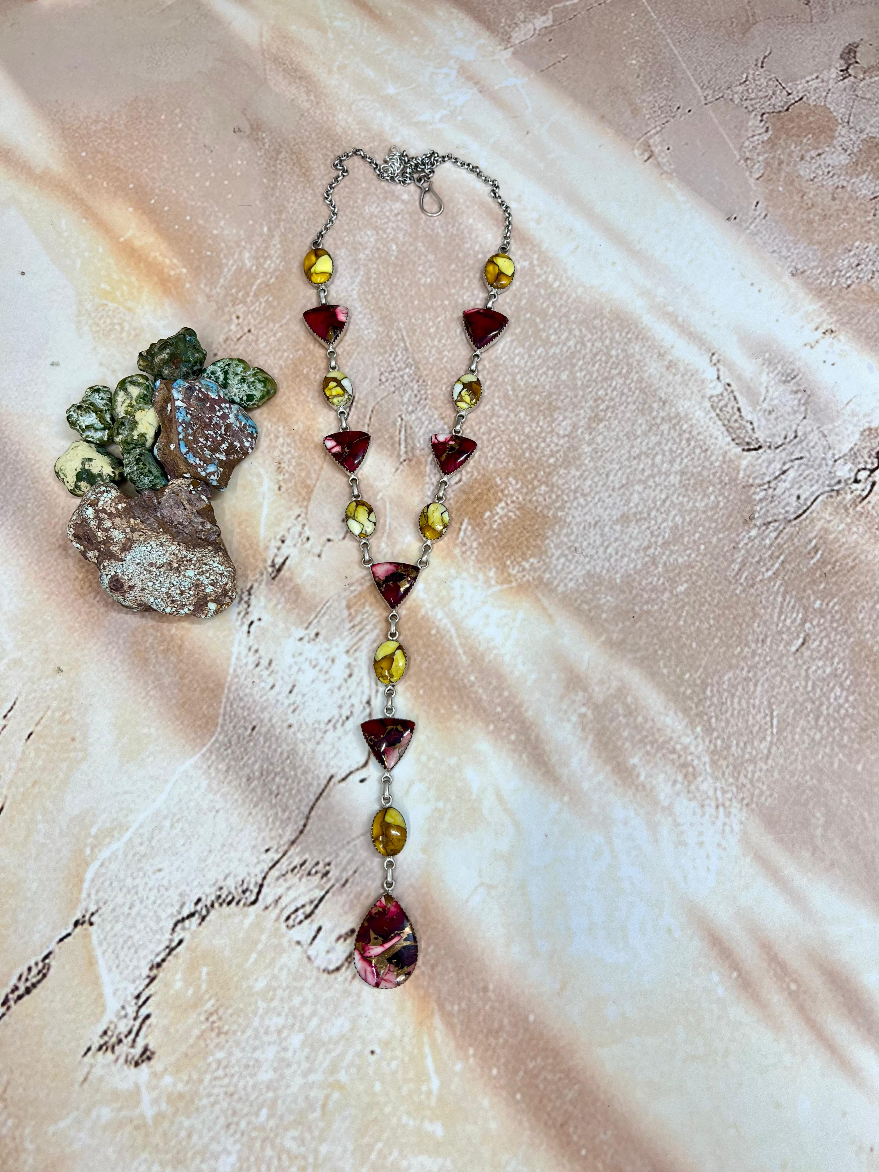 Handmade Sterling Silver Honey Dahlia with Dahlia Rose Necklace with Signed Nizhoni