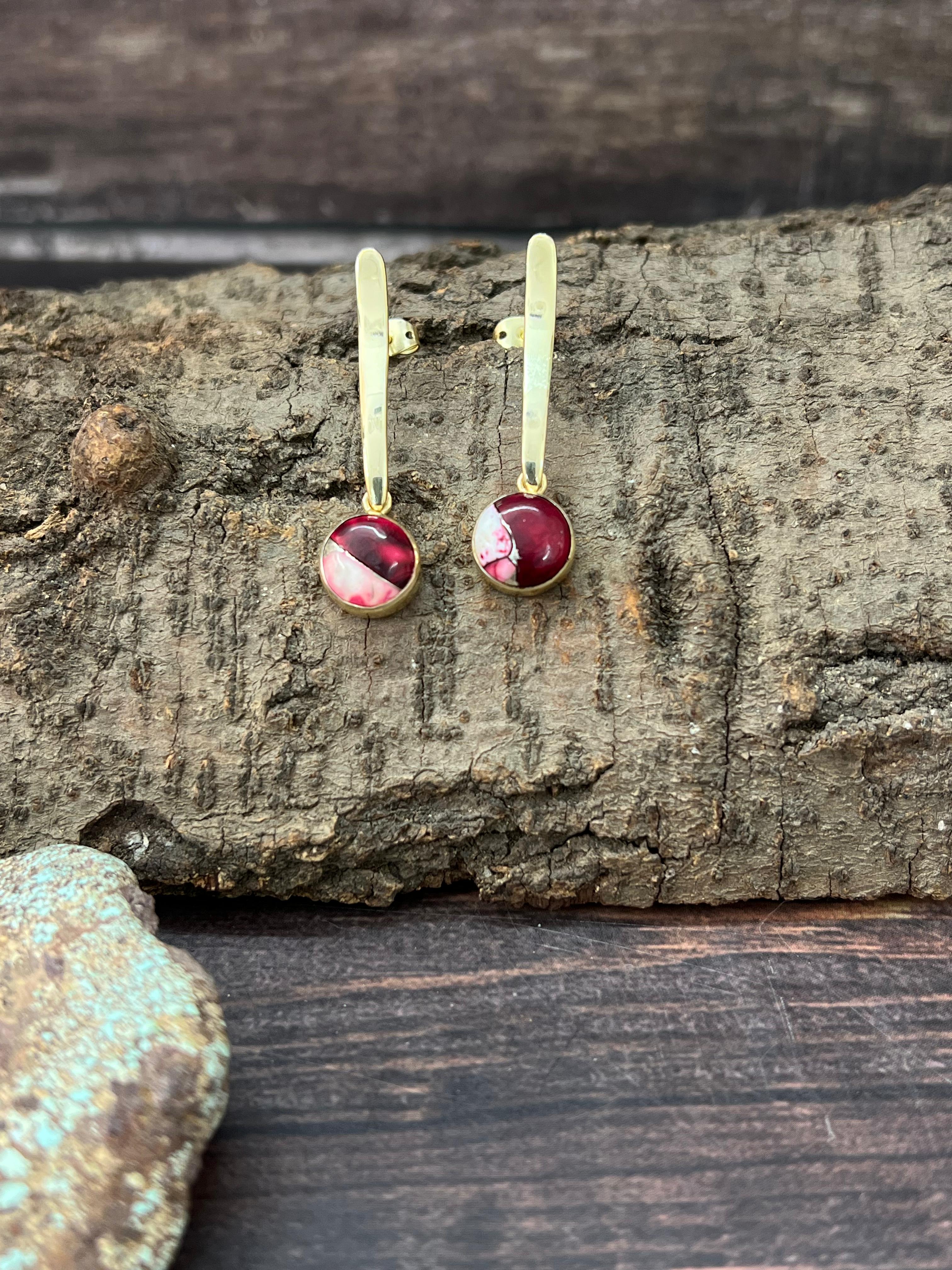 “The Golden Collection” Handmade Natural Dahlia Rose Post Dangle Earrings