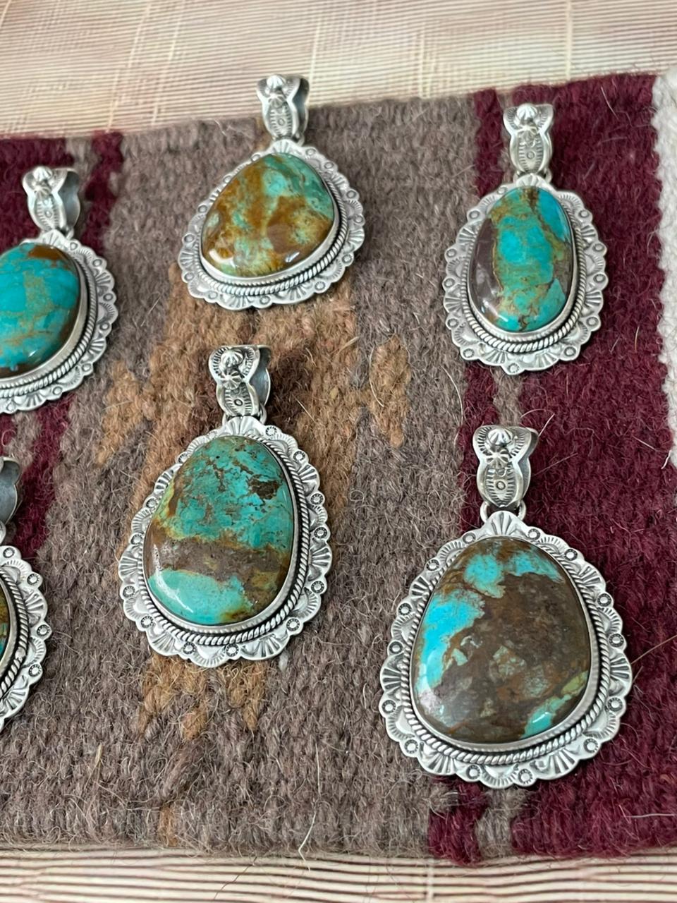 Handmade Sterling Silver Royston Turquoise Pendant "Signed Nizhoni"