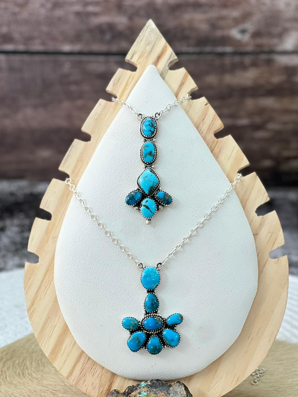 Handmade Sterling Silver Arizona Blue Turquoise Necklace "Signed Nizhoni"