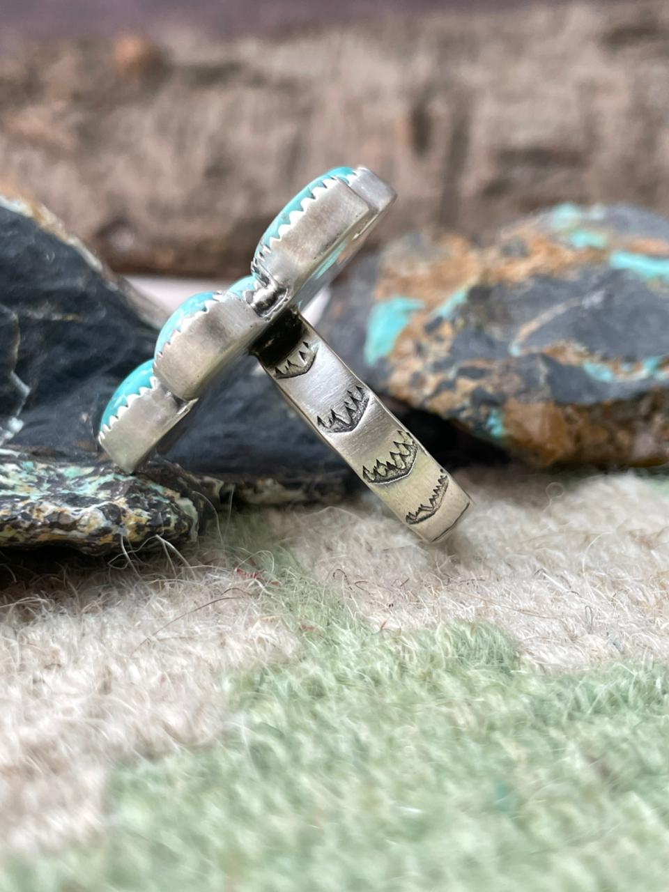 Handmade Sterling Silver White Water Adjustable Ring "Signed Nizhoni"