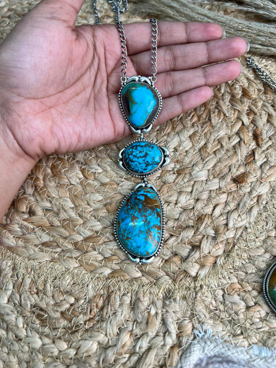 Handmade Sterling Silver Royston Turquoise Necklace "Signed Nizhoni"