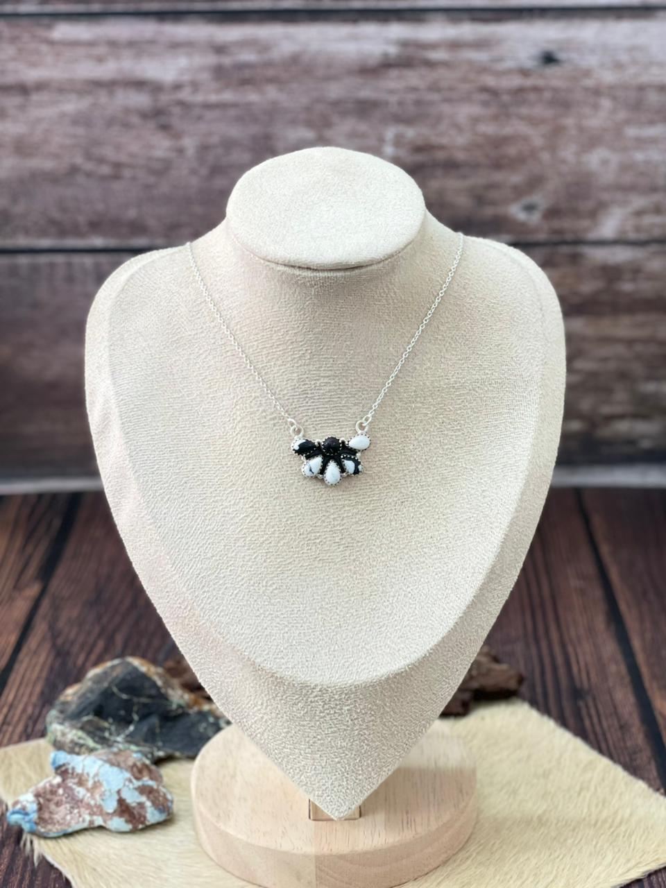 Handmade Sterling Silver White Buffalo Necklace "Signed Nizhoni"