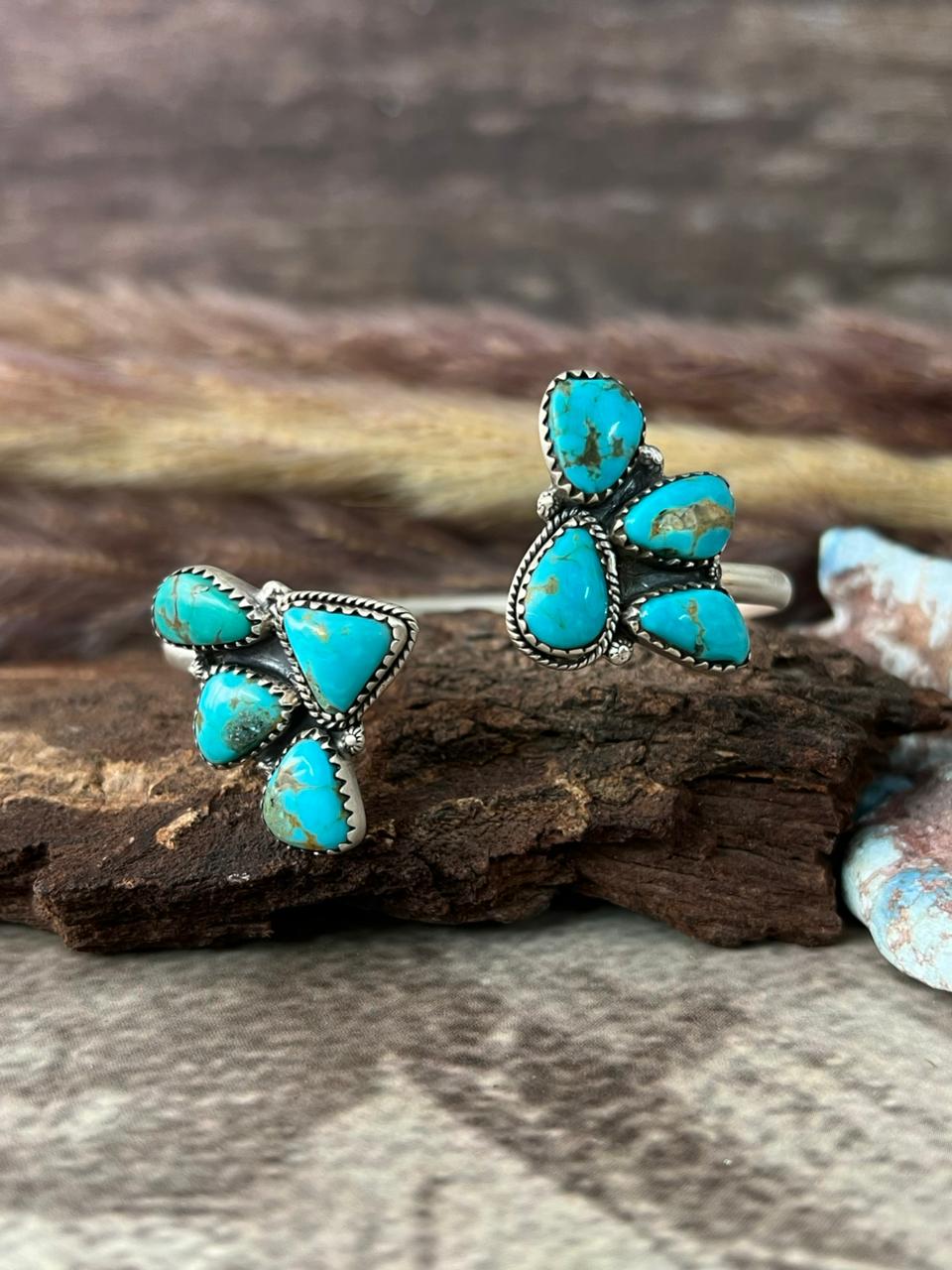 Handmade Sterling Silver Santa Maria Turquoise Bracelet "Signed Nizhoni"