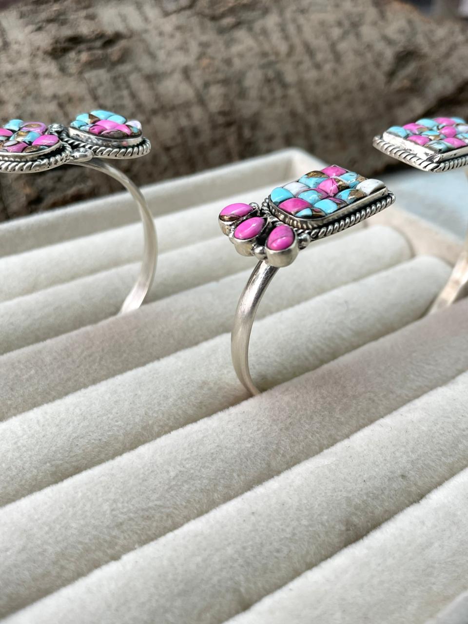 Handmade Sterling Silver Cotton Candy Cuff Bracelet "Signed Nizhoni"