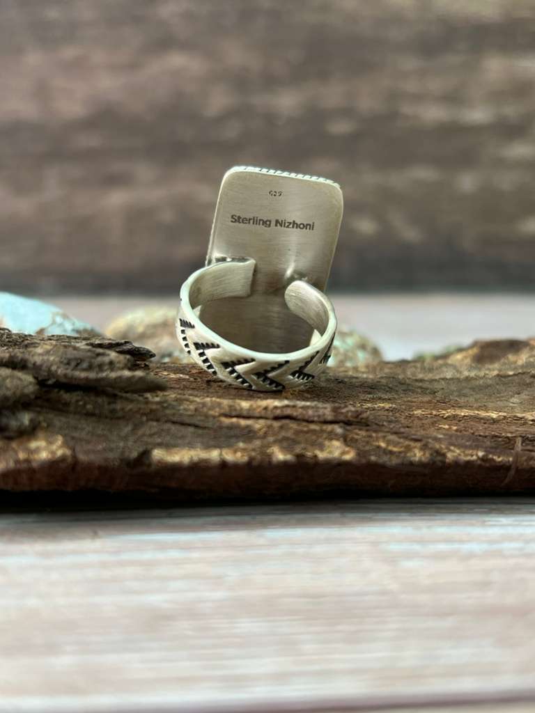 Handmade Sterling Silver Dahlia Rose Adjustable Ring with Signed Nizhoni