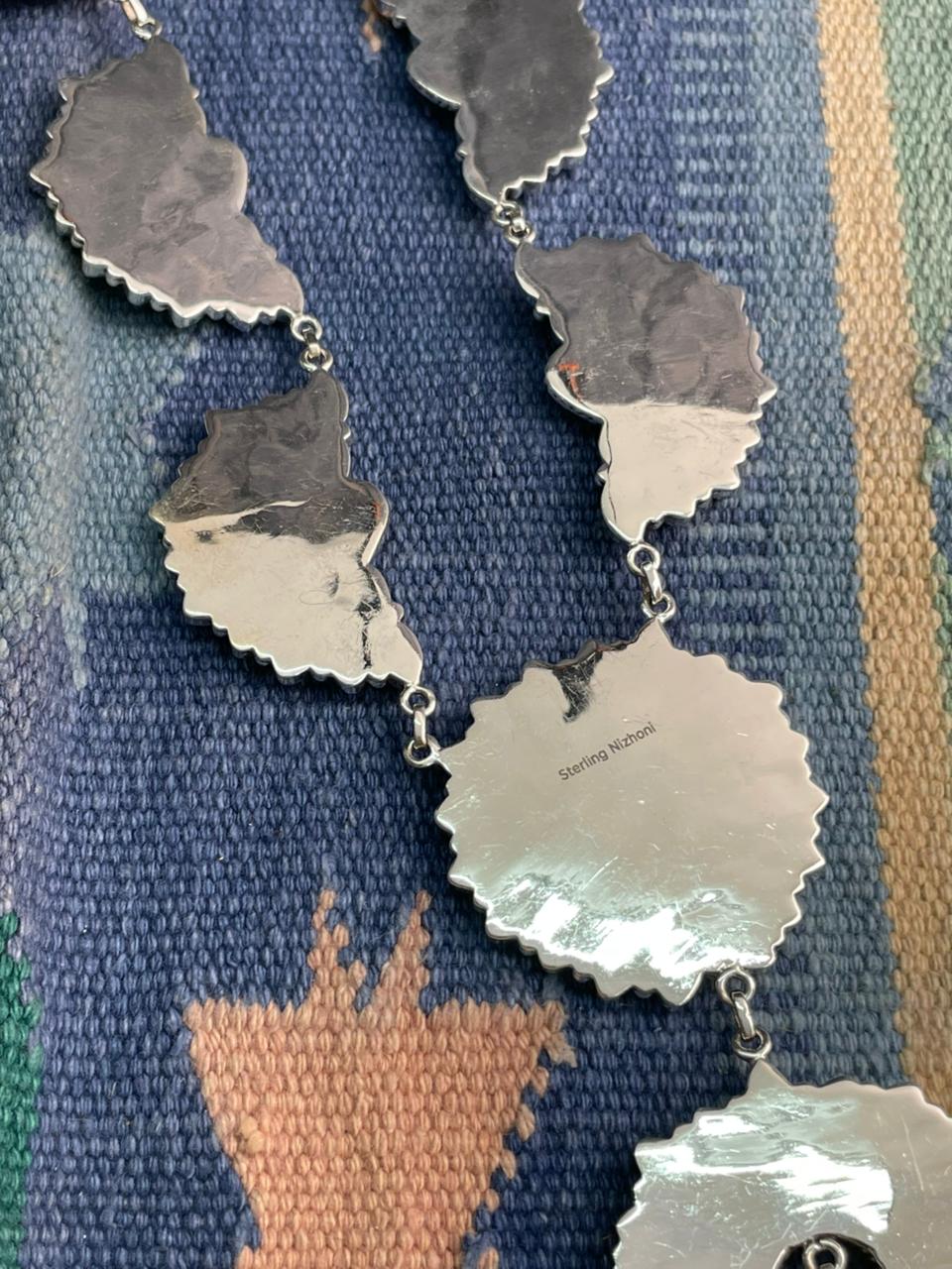 Handmade Sterling Silver White Buffalo Necklace "Signed Nizhoni"