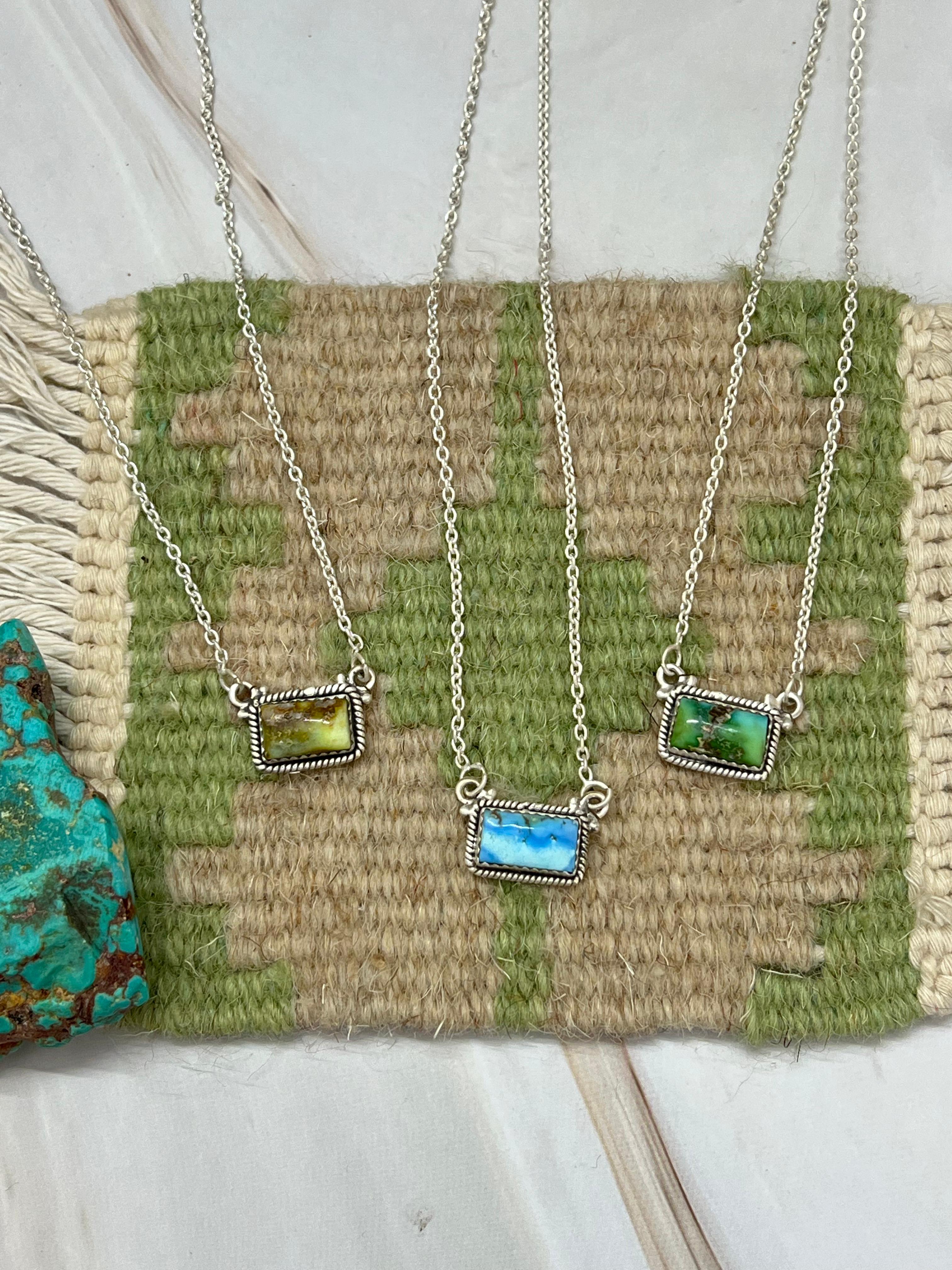 Handmade Sterling Silver Multi Stone Necklace with Signed Nizhoni