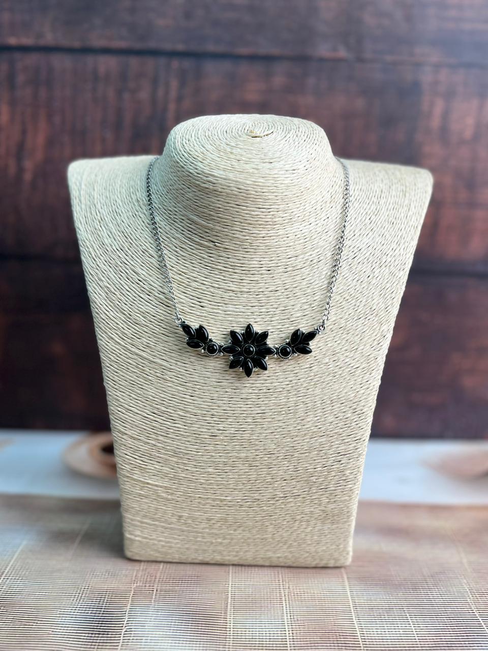 Handmade Sterling Silver Black Onyx Necklace "Signed Nizhoni"
