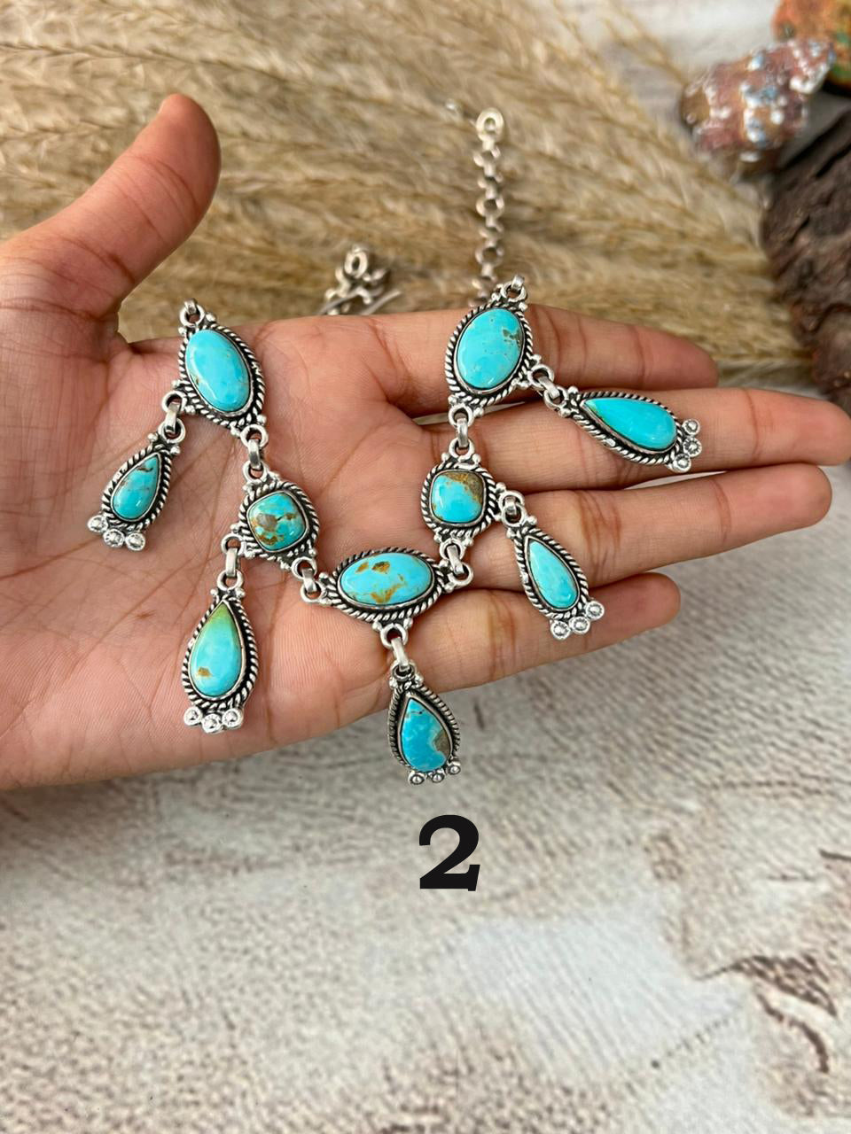 Handmade Sterling Silver Santa Maria Turquoise Choker Necklace "Signed Nizhoni"