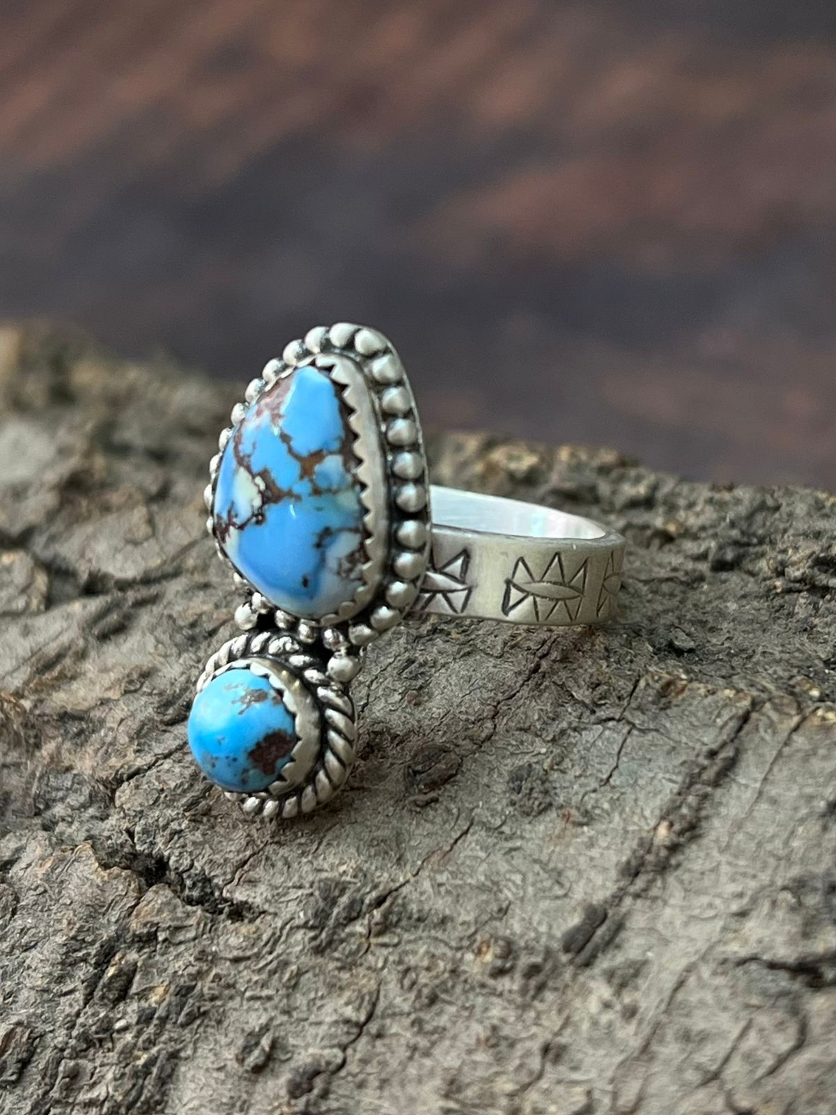 Handmade Sterling Silver Golden Hills Turquoise Adjustable Ring "Signed Nizhoni"