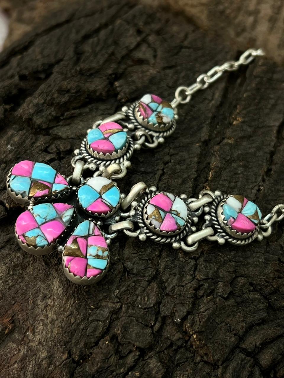 Handmade Sterling Silver Cotton Candy Necklace "Signed Nizhoni"