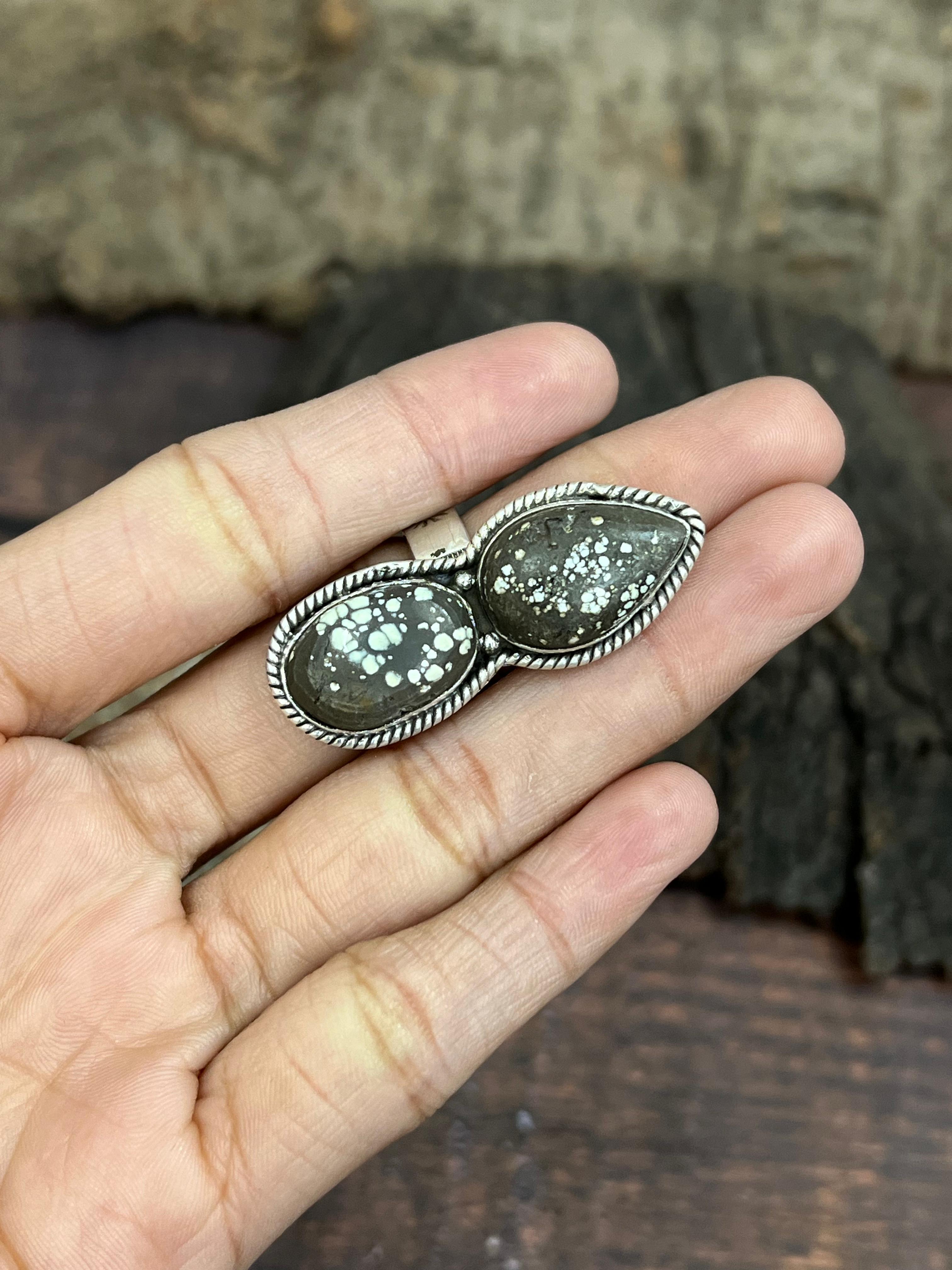 Handmade Sterling Silver Starfox Variscite Adjustable Ring Signed Nizhoni