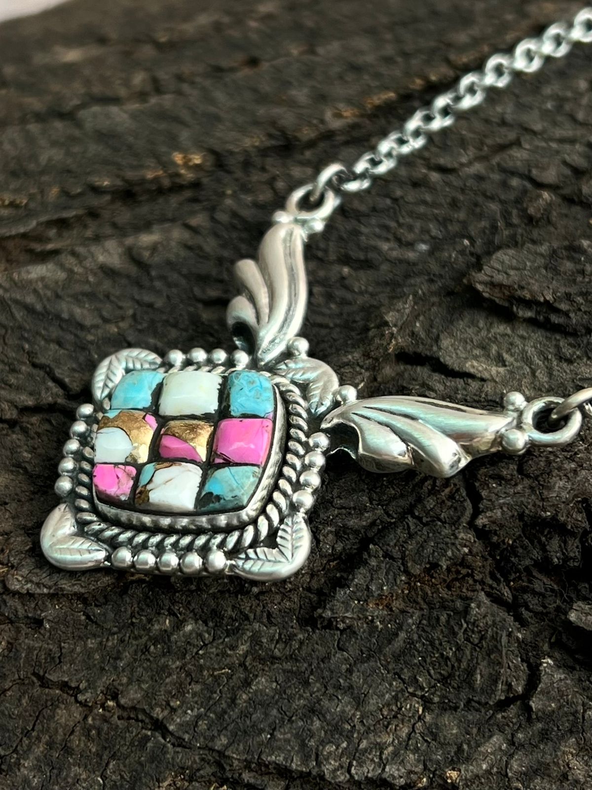 Handmade Sterling Silver Cotton Candy Necklace "Signed Nizhoni"