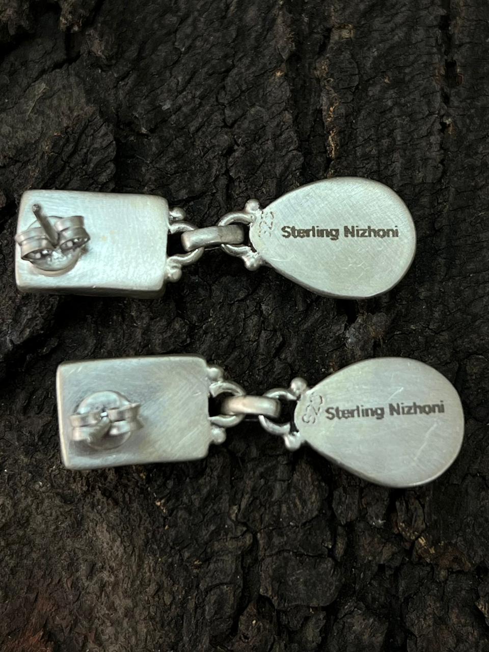 Handmade Sterling Silver Cotton Candy Post Dangle Earrings "Signed Nizhoni"