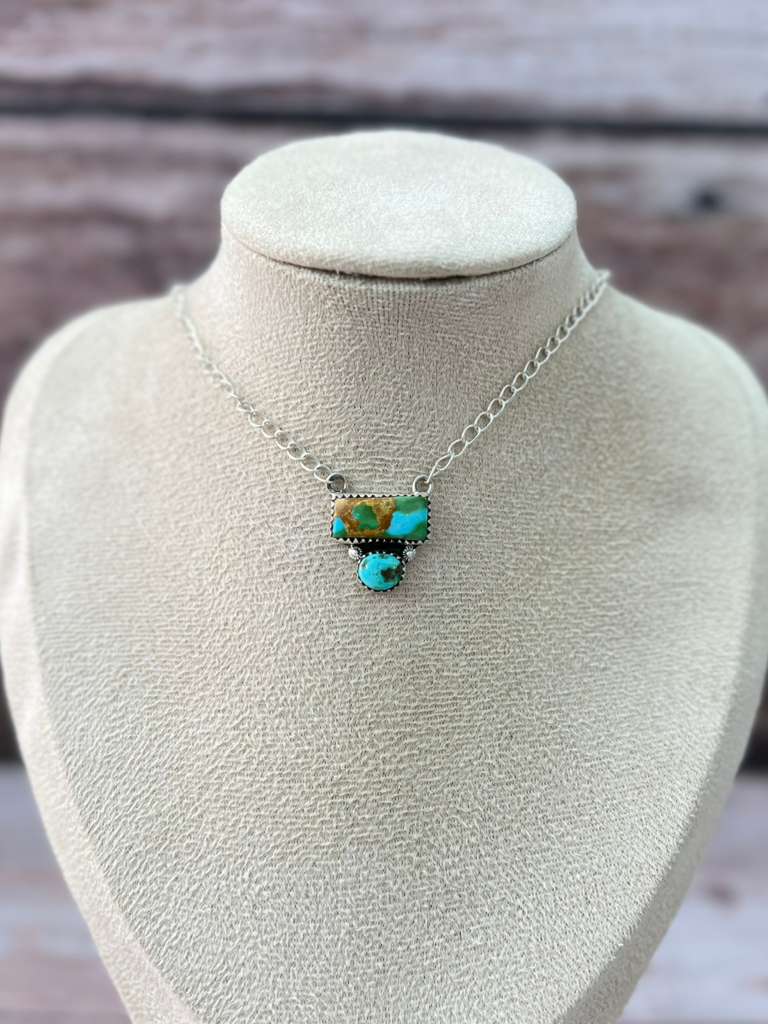 Handmade Sterling Silver Sonoran Mountain Turquoise Necklace "Signed Nizhoni" (4)