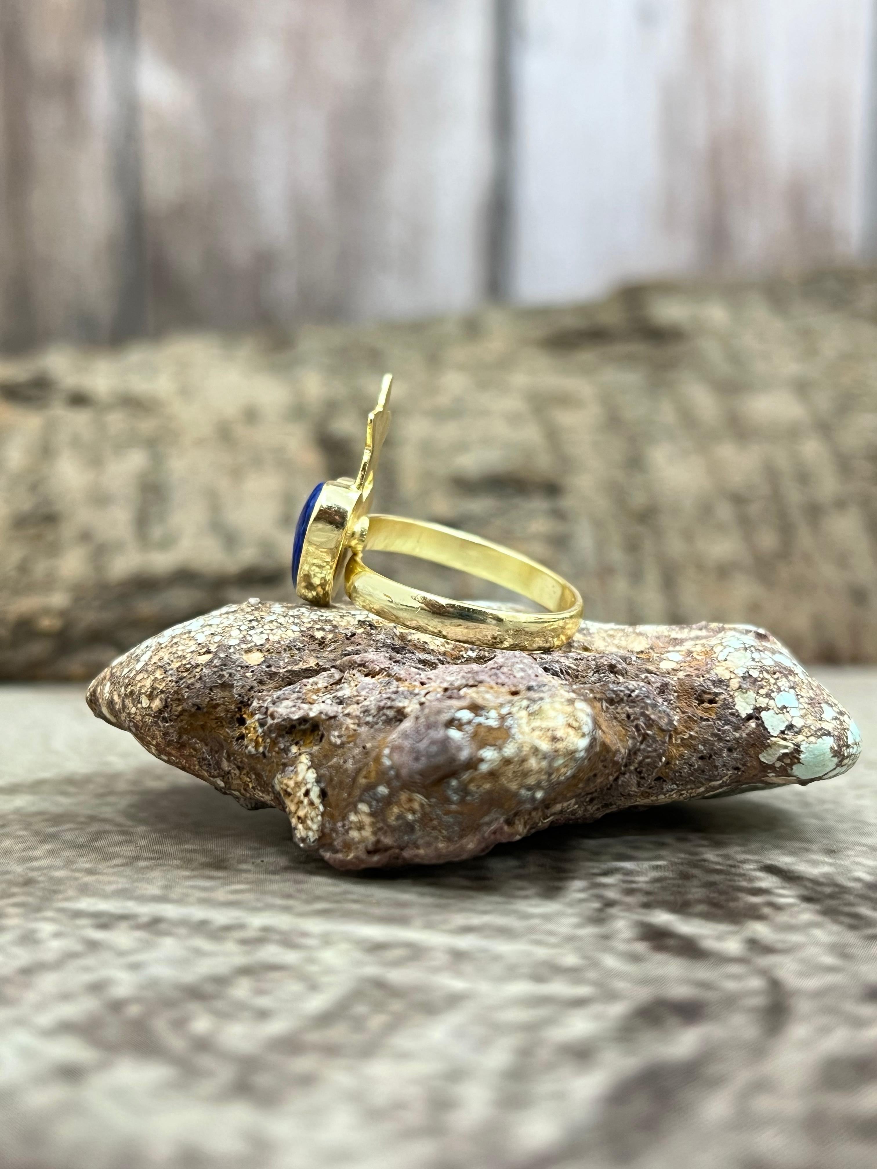 “The Golden Collection” Natural Lapis Adjustable Ring