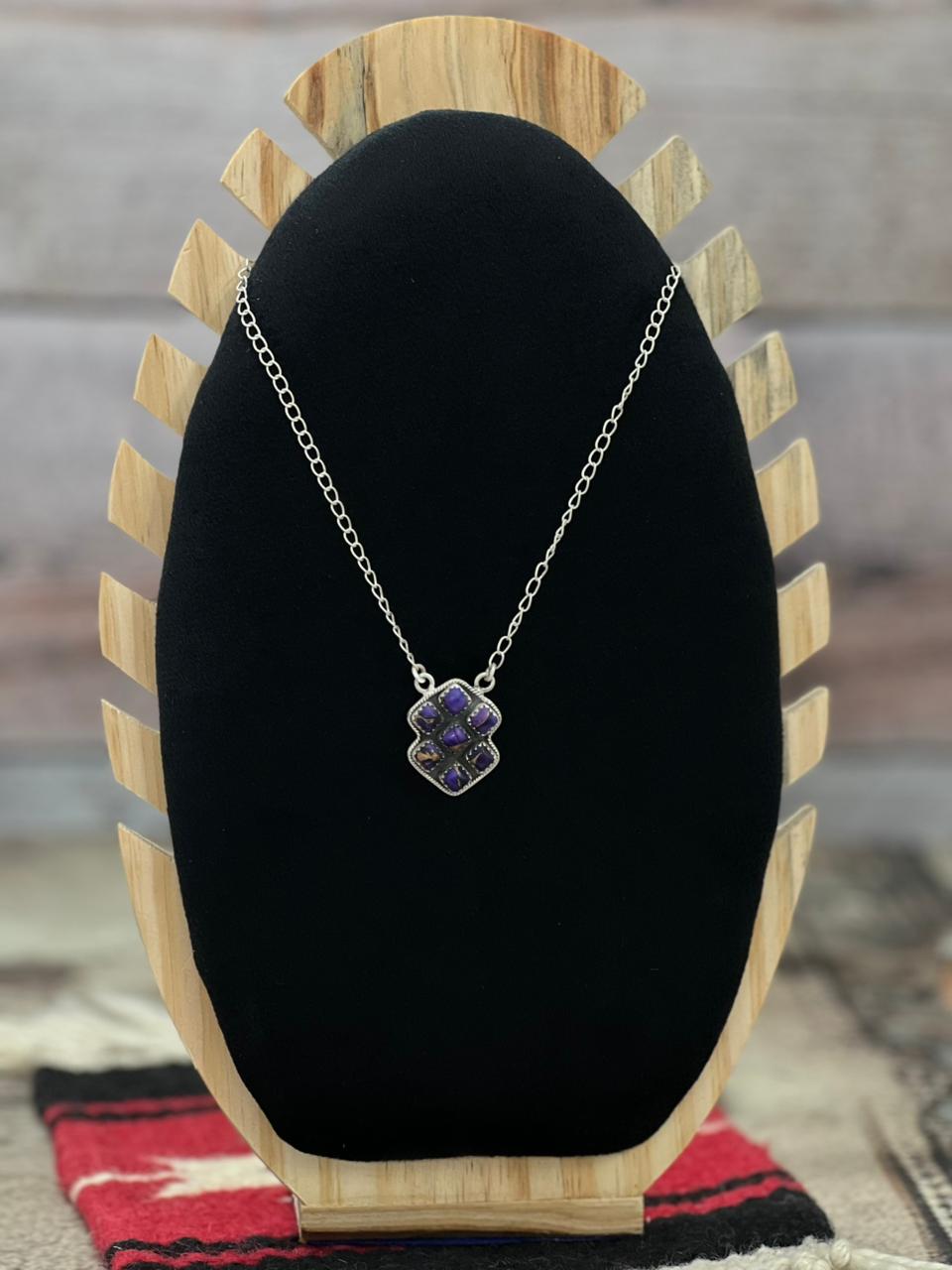 Handmade Sterling Silver Grape Dahlia Necklace "Signed Nizhoni"