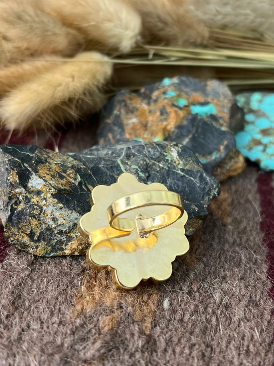 “The Golden Collection” Natural Golden Hills Turquoise Adjustable Ring