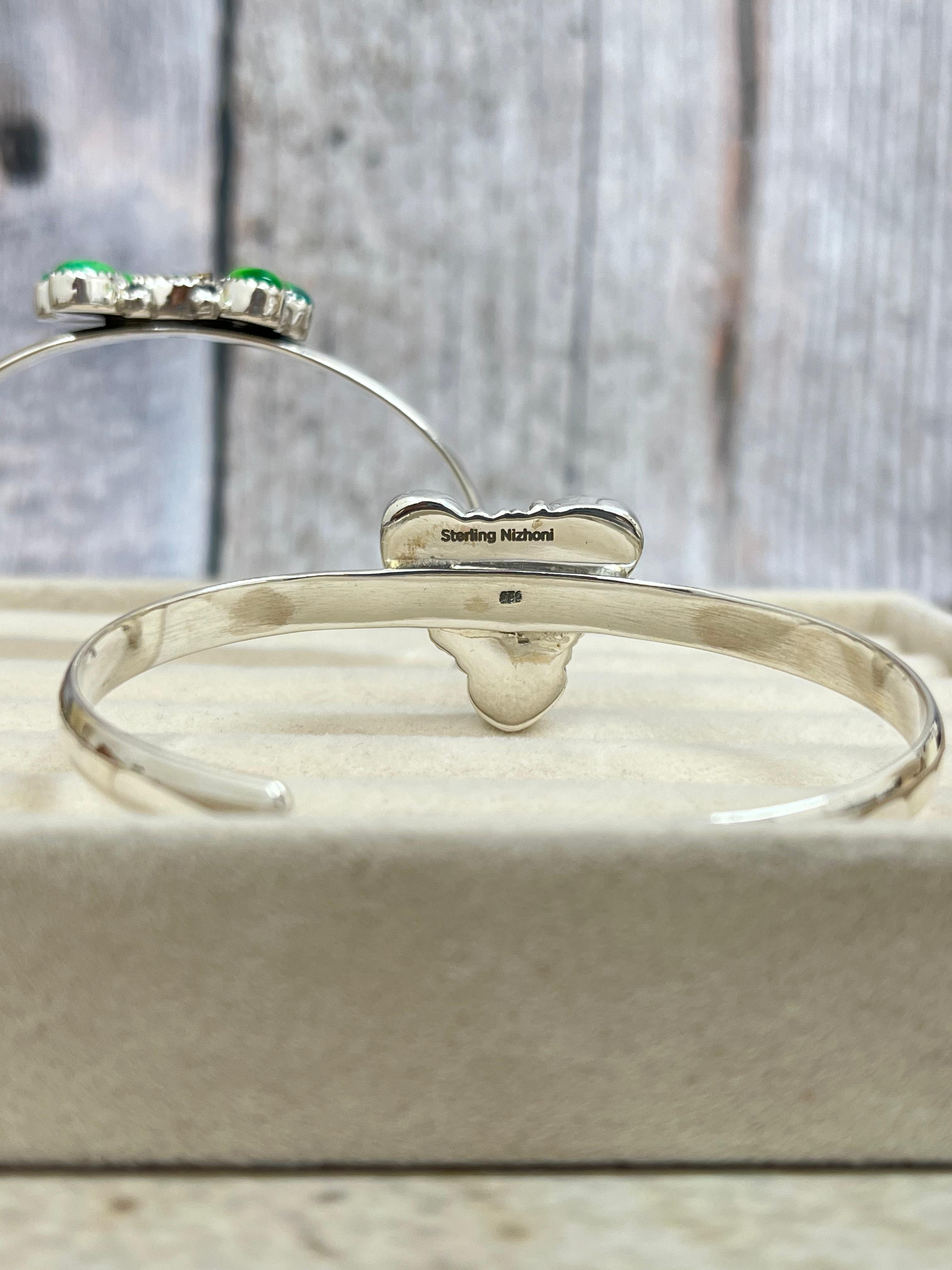 Handmade Sterling Silver Peacock Dahlia with Druzy, Dahlia Rose with Druzy Cuff Bracelet, Signed Nizhoni