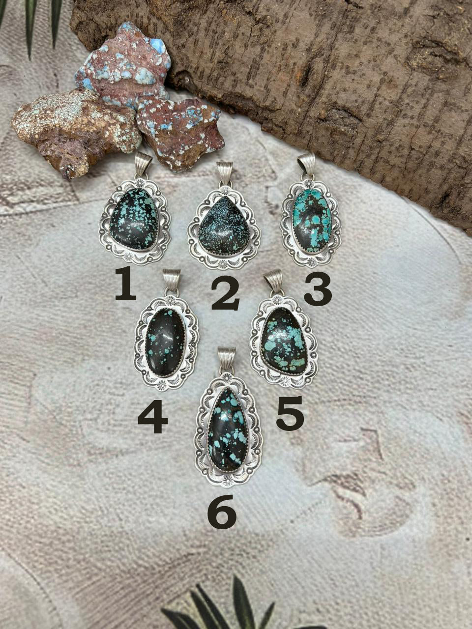 Handmade Sterling Silver Lander Turquoise Pendant with Signed Nizhoni