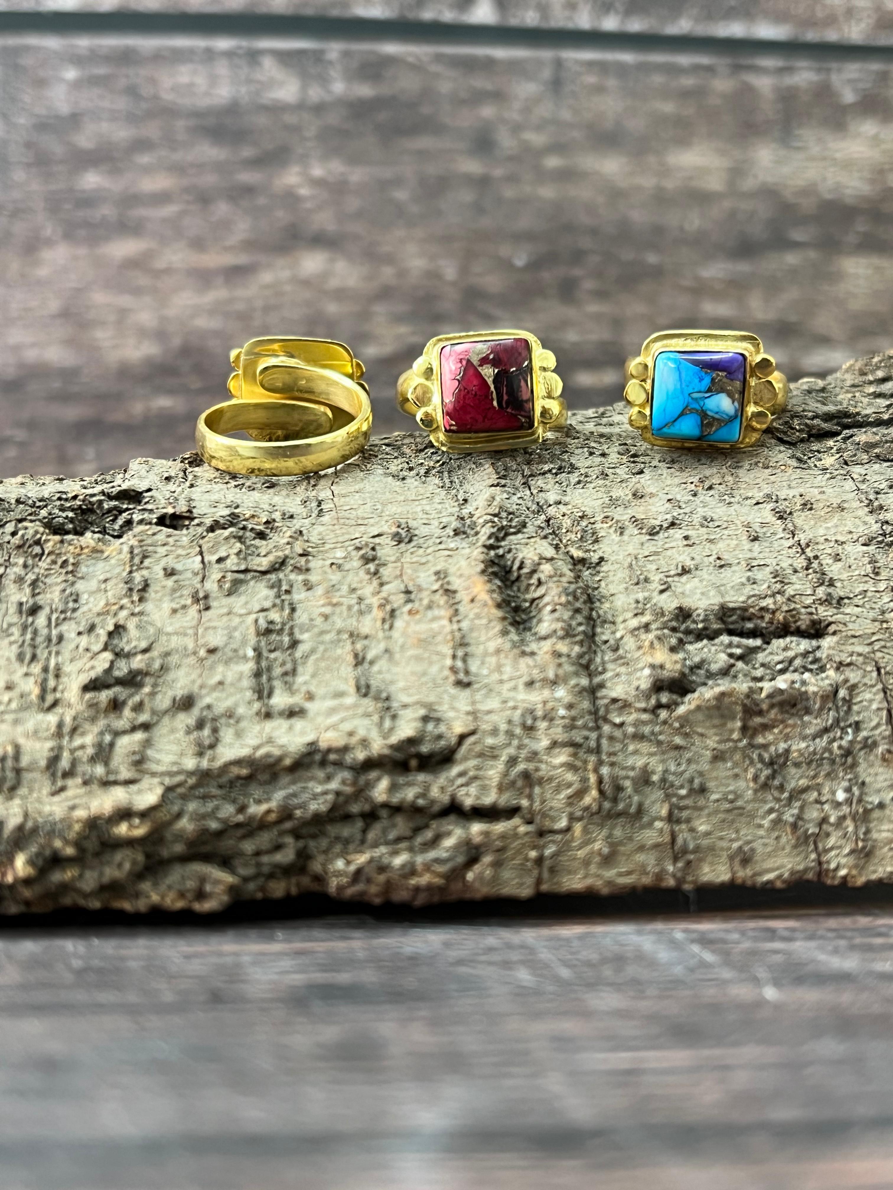 “The Golden Collection” Natural Multi Stone Adjustable Ring (9)