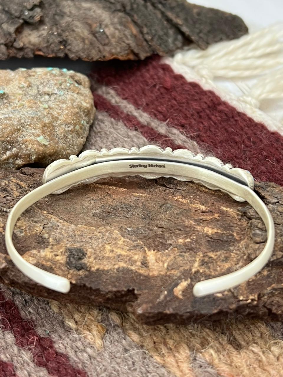 Handmade Sterling Silver Palomino with Golden Hills Turquoise Bracelet "Signed Nizhoni"