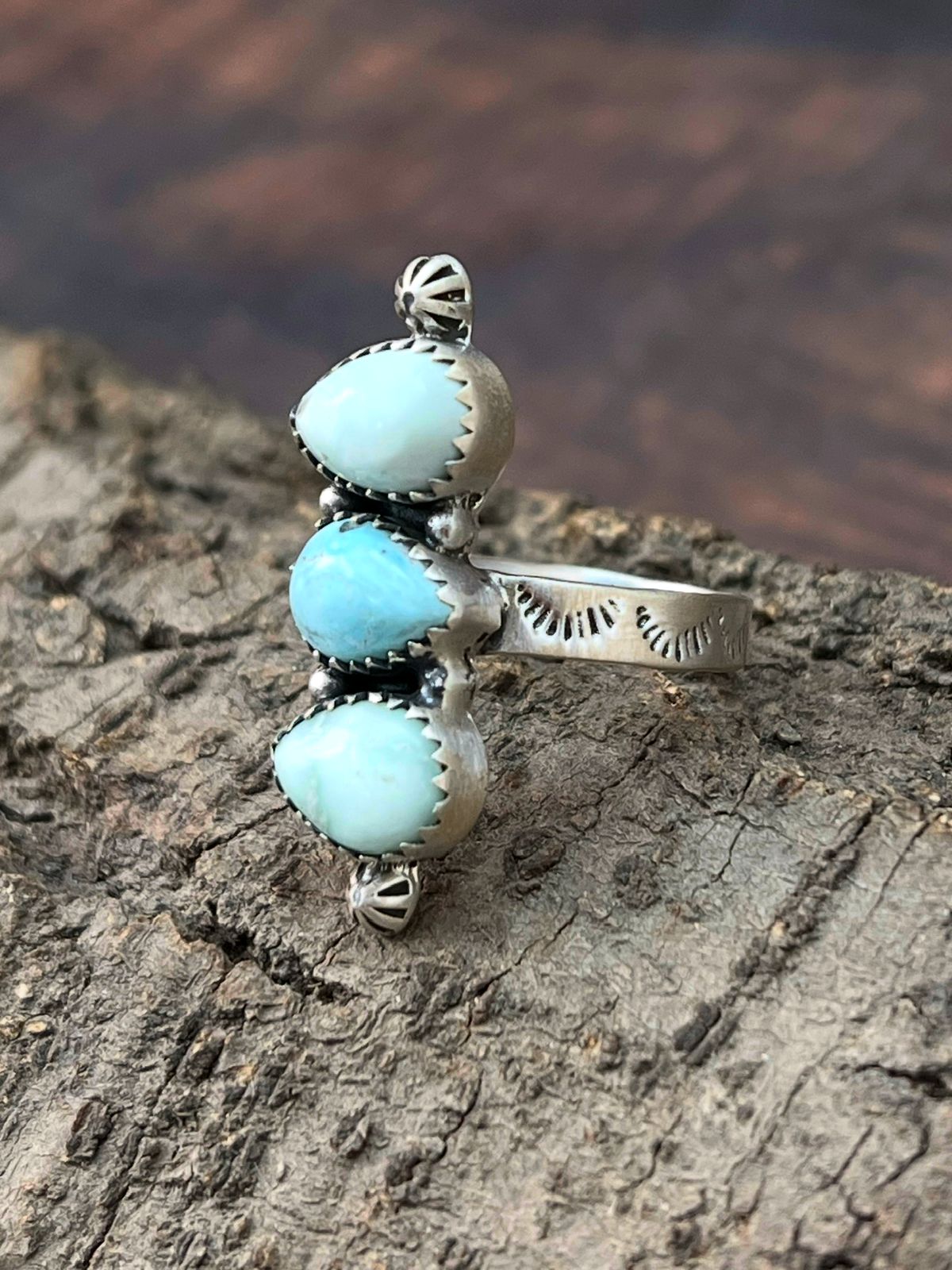 Handmade Sterling Silver White Water with Paloma Adjustable Ring "Signed Nizhoni"