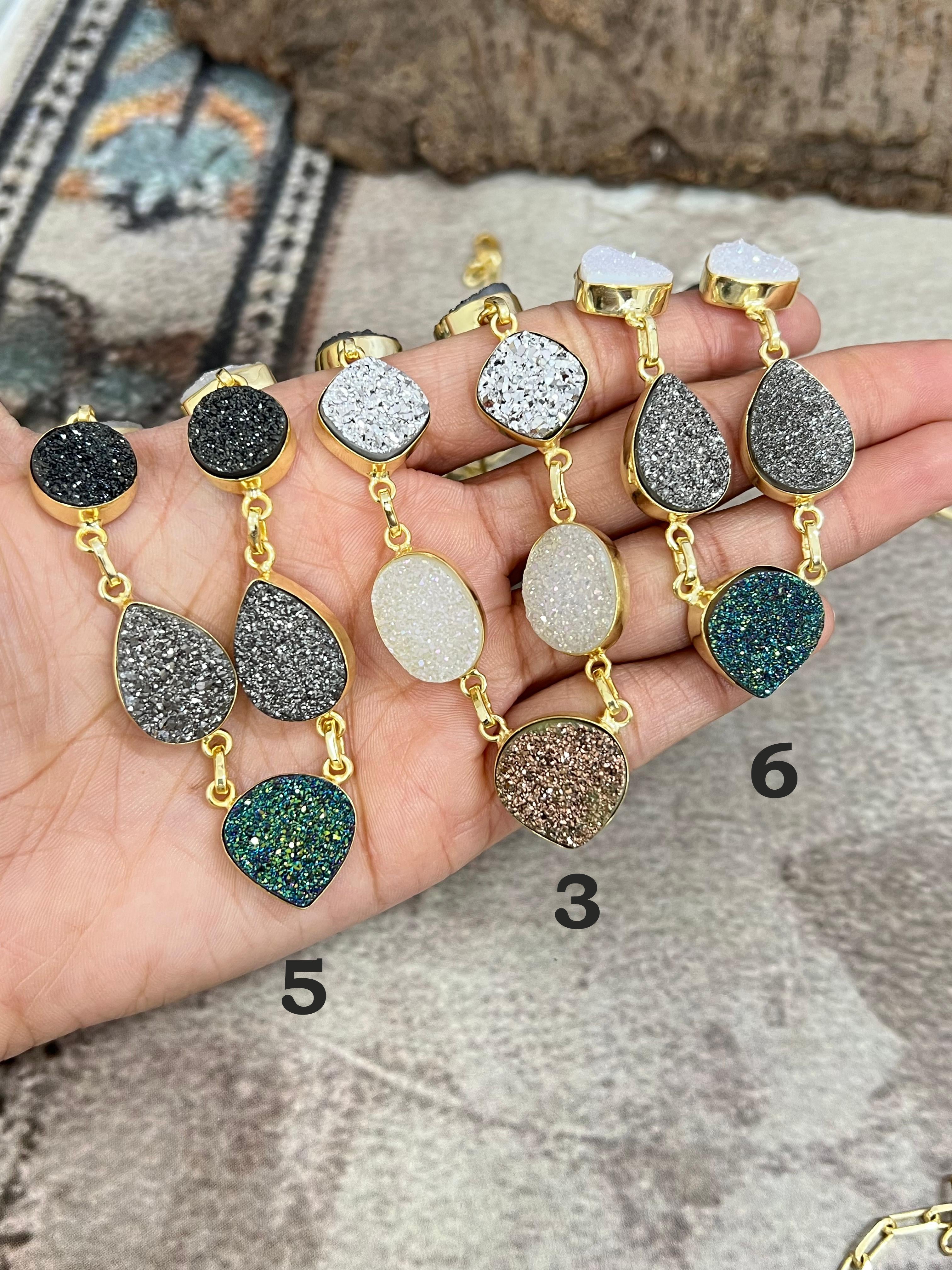 “The Boho Collection” Handmade Natural Druzy Necklace 8 Styles