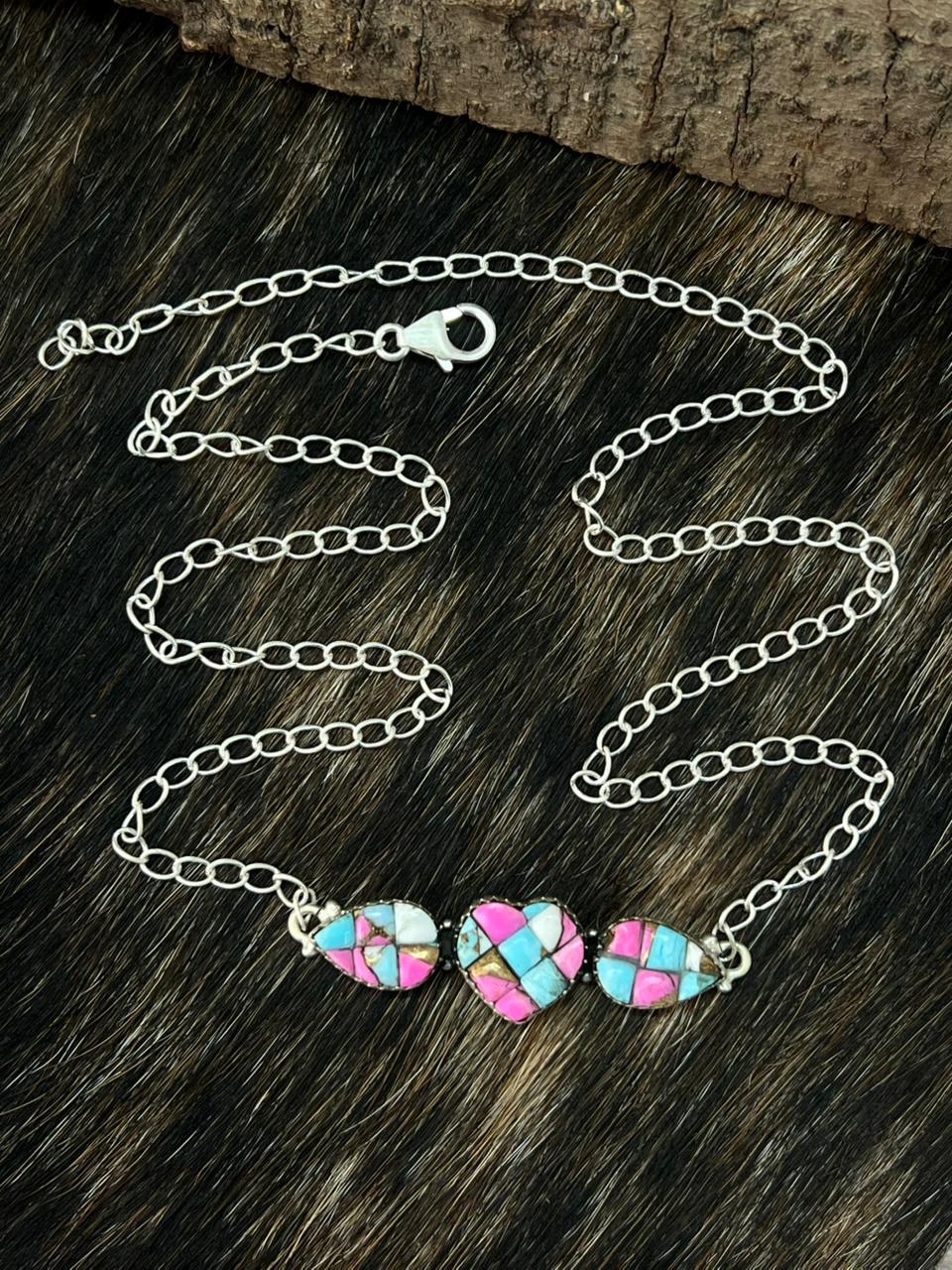 Handmade Sterling Silver Cotton Candy Necklace "Signed Nizhoni"