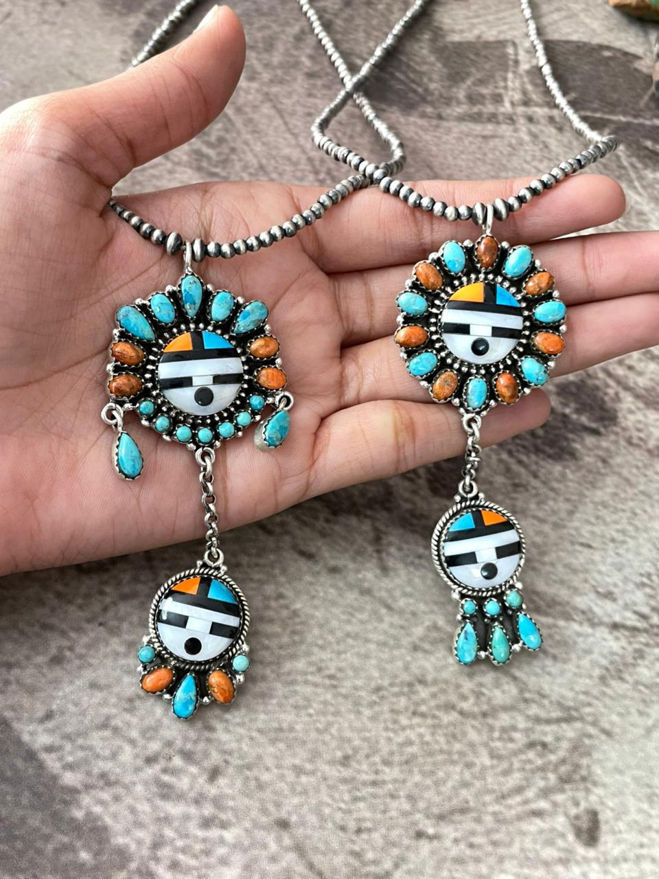 Handmade Sterling Silver Turquoise and MOP Beaded Necklace "Signed Nizhoni"