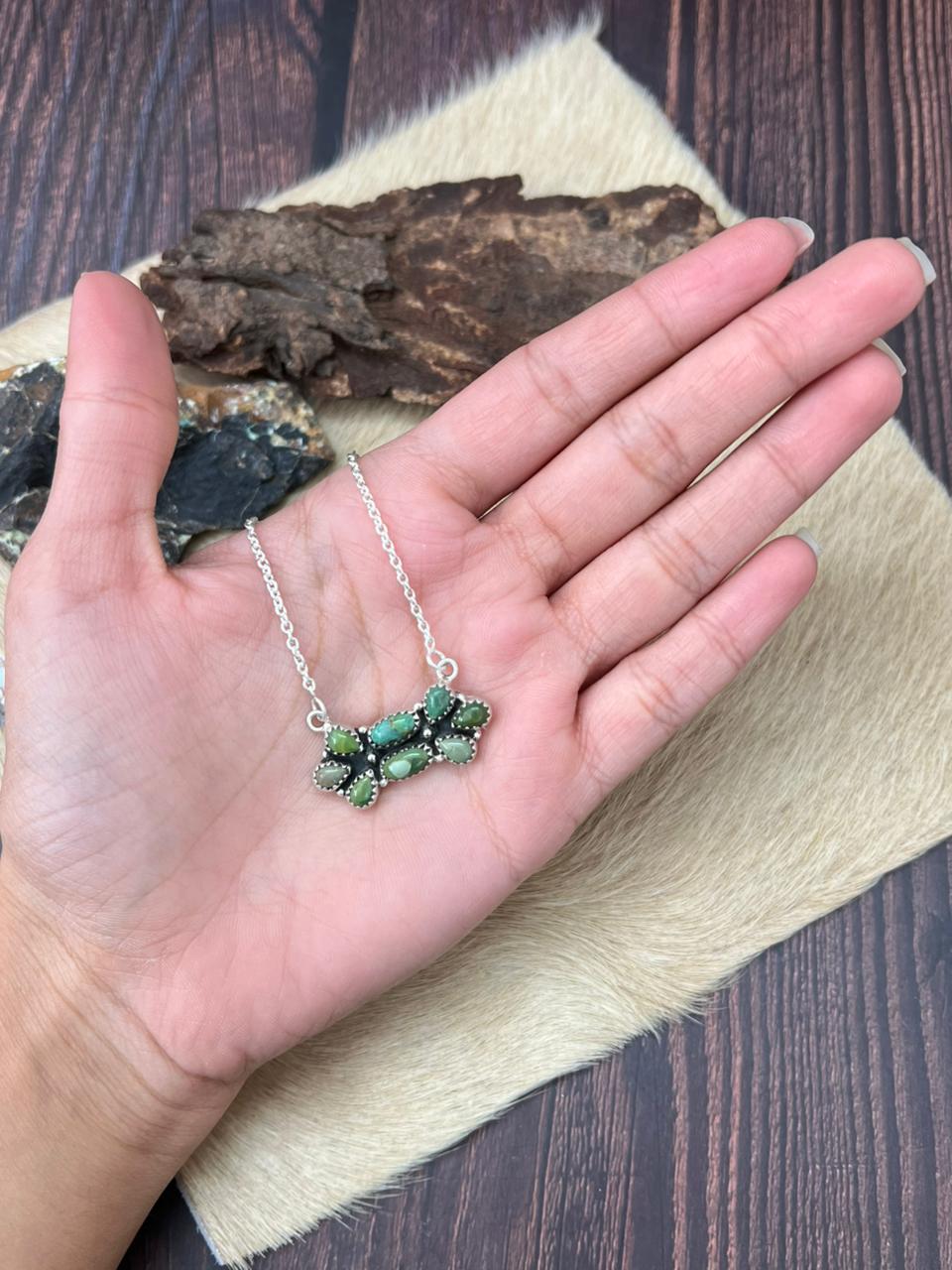 Handmade Sterling Silver Kingman Turquoise Necklace "Signed Nizhoni"