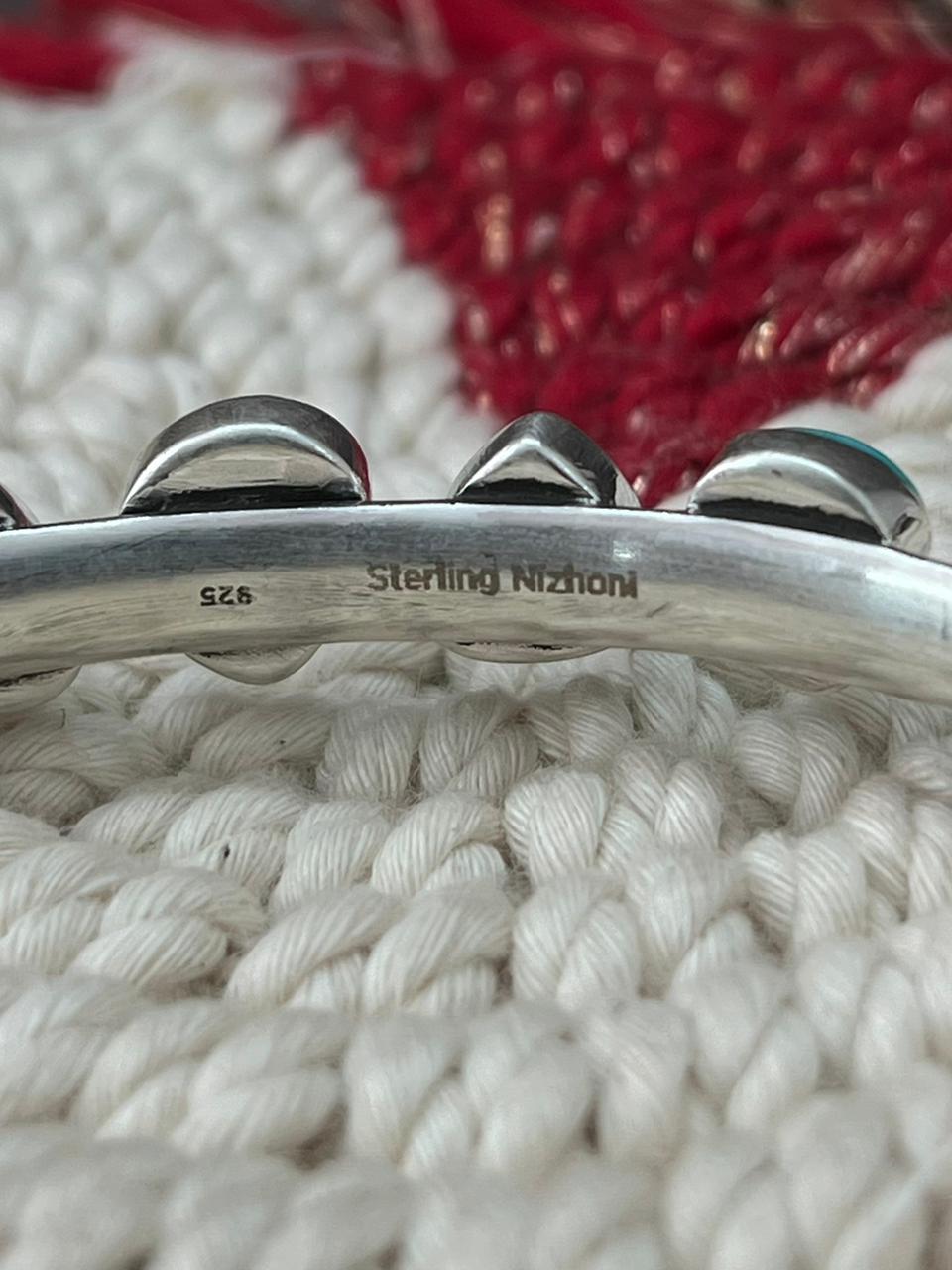 Handmade Sterling Silver Kingman Turquoise Cuff Bracelet "Signed Nizhoni"