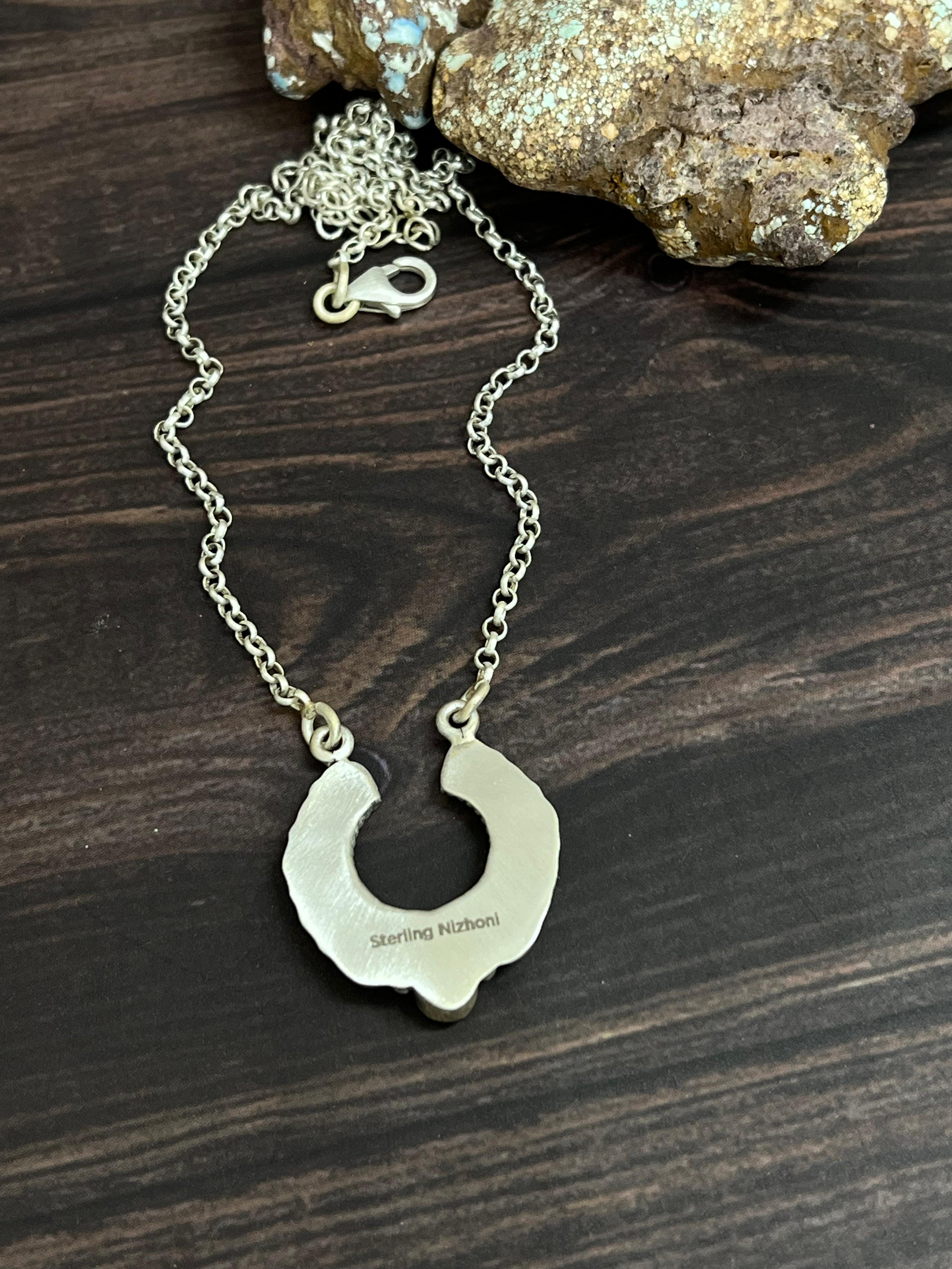 "Ball Collection" Handmade Sterling Silver Golden Hills Turquoise Necklace with Signed Nizhoni