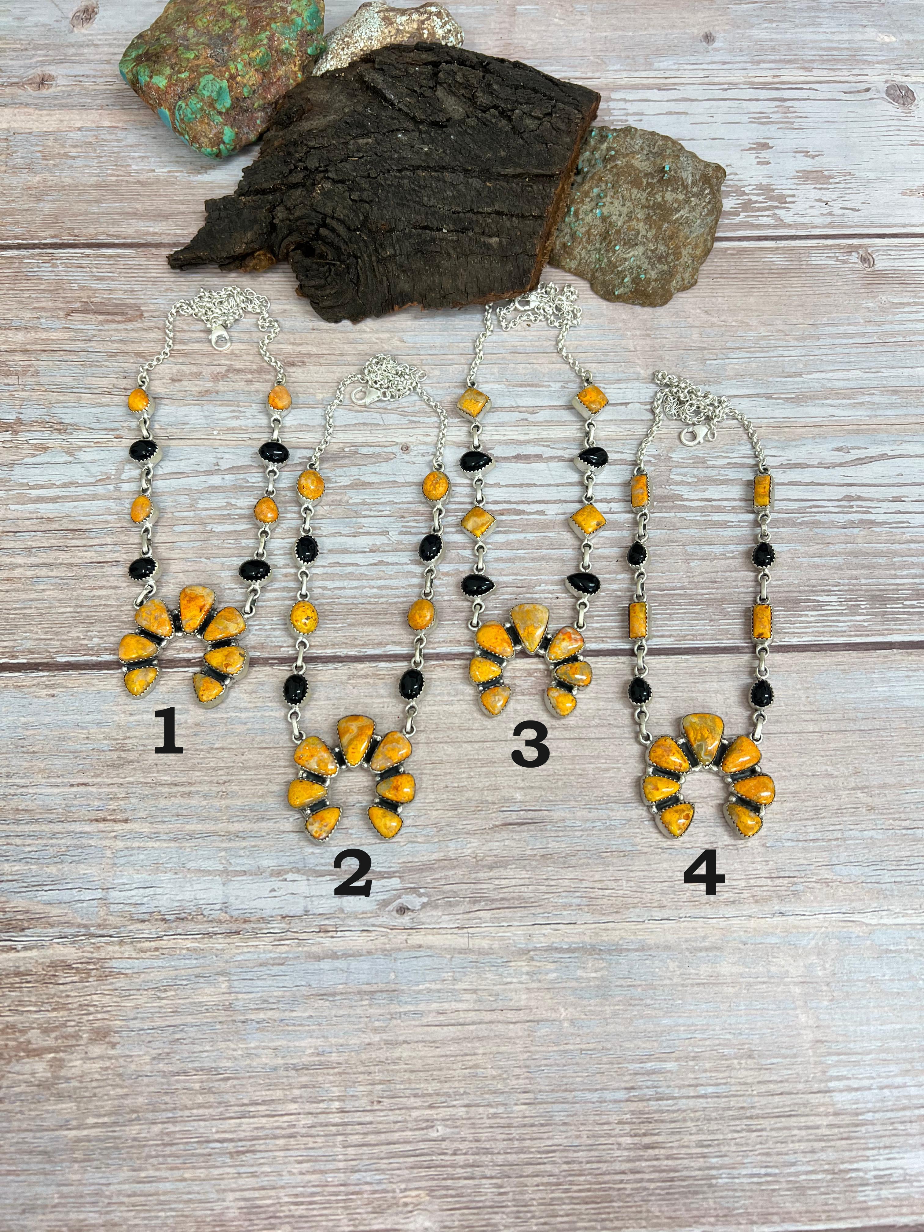 Handmade Sterling Silver Black Onyx, Bumblebee Naja Necklace Signed Nizhoni