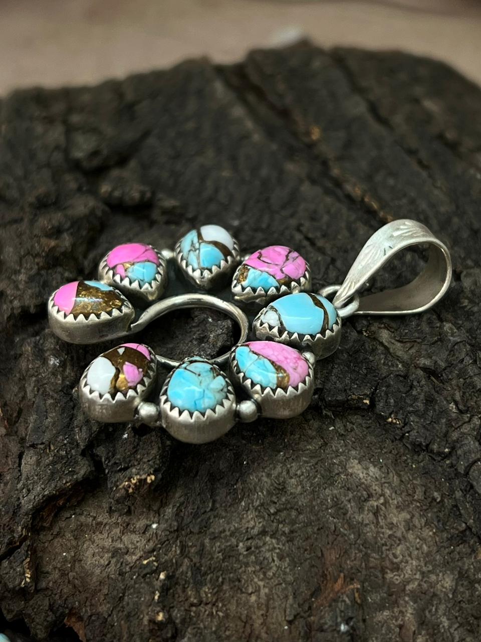 Handmade Sterling Silver Cotton Candy Naja Pendant "Signed Nizhoni"